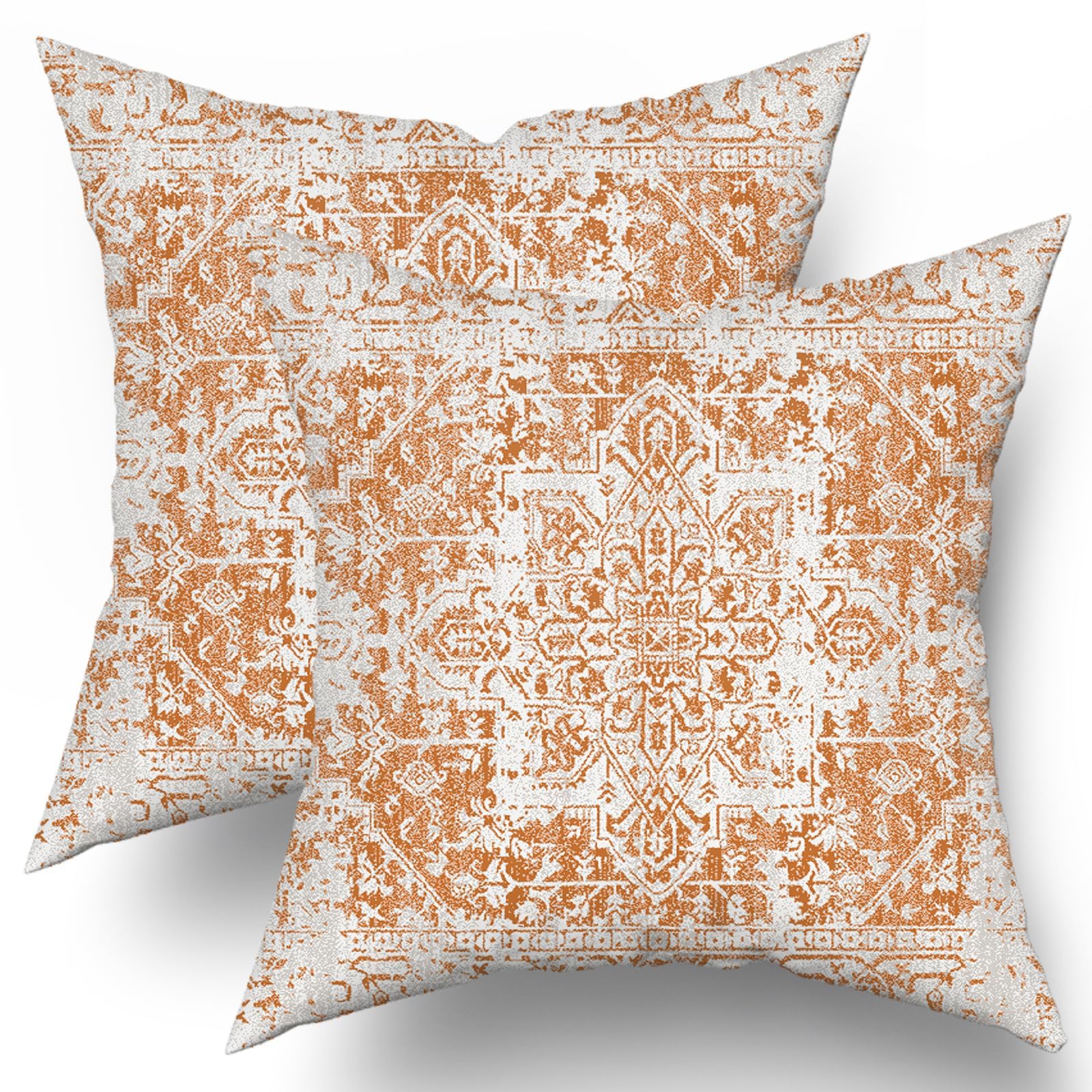 Orange Gray Boho Pillow Covers 20X20 Inch Set of 2 Ethnic Bohemian Carpet Decorative Pillow Cases Farmhouse Rustic Vintage Rug Pillowcase Home Decor for Cushion Room Couch Patio Sofa Porch Outdoor
