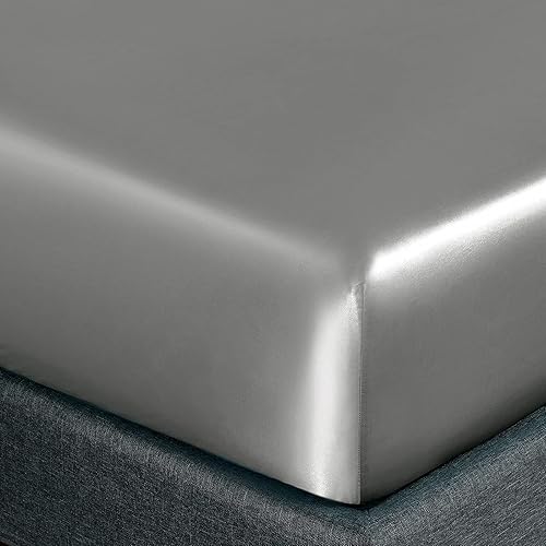 Miniatura 5 de Homiest Juego de 4 sábanas de satén de lujo con bolsillo profundo, 1 sábana bajera + 1 sábana encimera + 2 fundas de almohada (tamaño matrimonial,