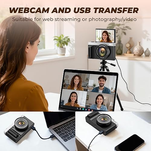 Miniatura 6 de Cámara digital 4K, cámaras de 64MP para fotografía con zoom digital de 16X, cámara de vlogging con enfoque automático para YouTube, cámara compacta