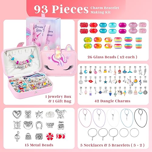 Miniatura 2 de Kit de fabricación de pulseras con dijes, kit de fabricación de joyas de unicornio, relleno de cesta de Pascua para niñas de 8 a 12 años, pulseras,