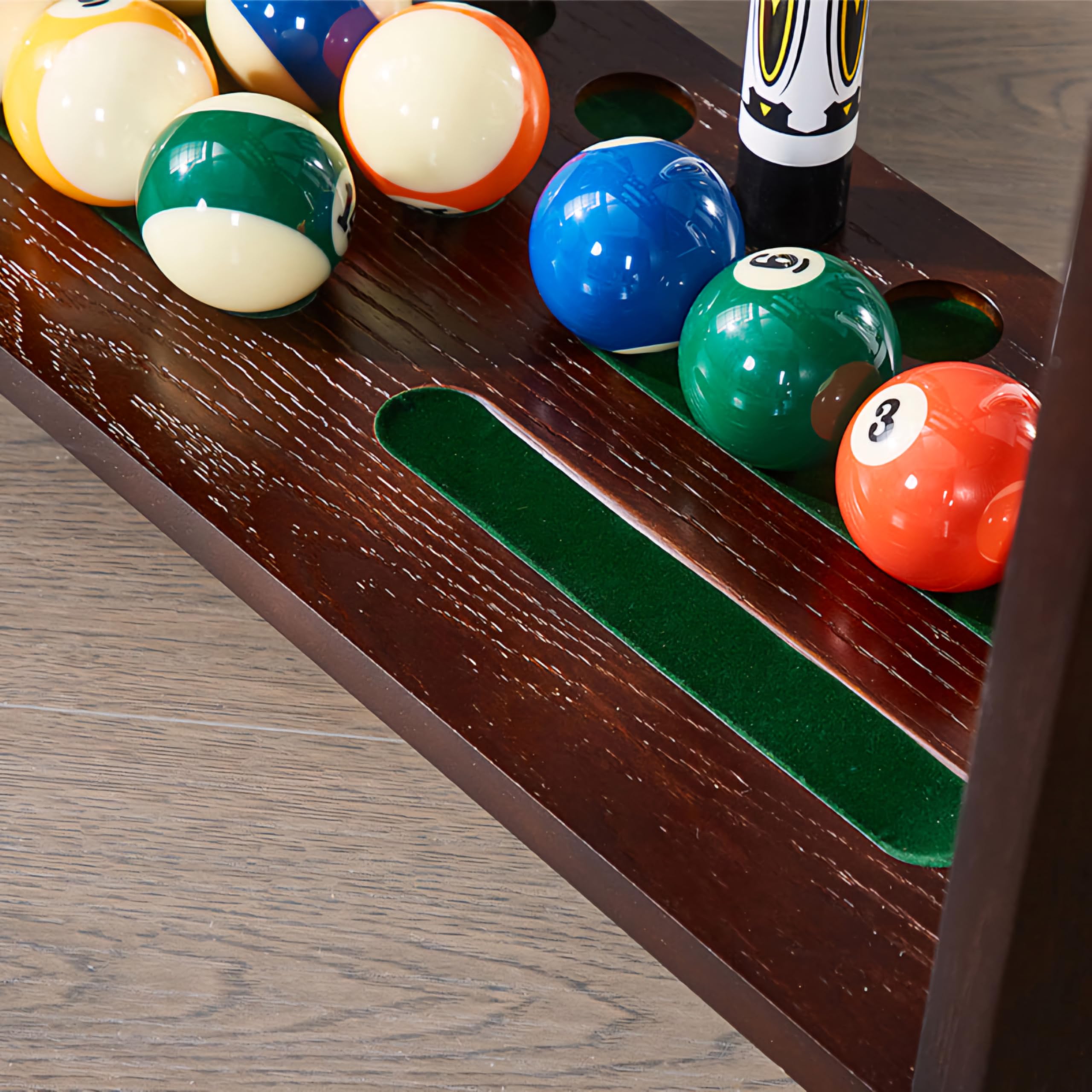 RUP Pool Cue Rack, Wooden 8-Cue Holder with Ball Storage, Drink Holders and Billiard & Snooker Cue Rack Stand (Accessories not included)