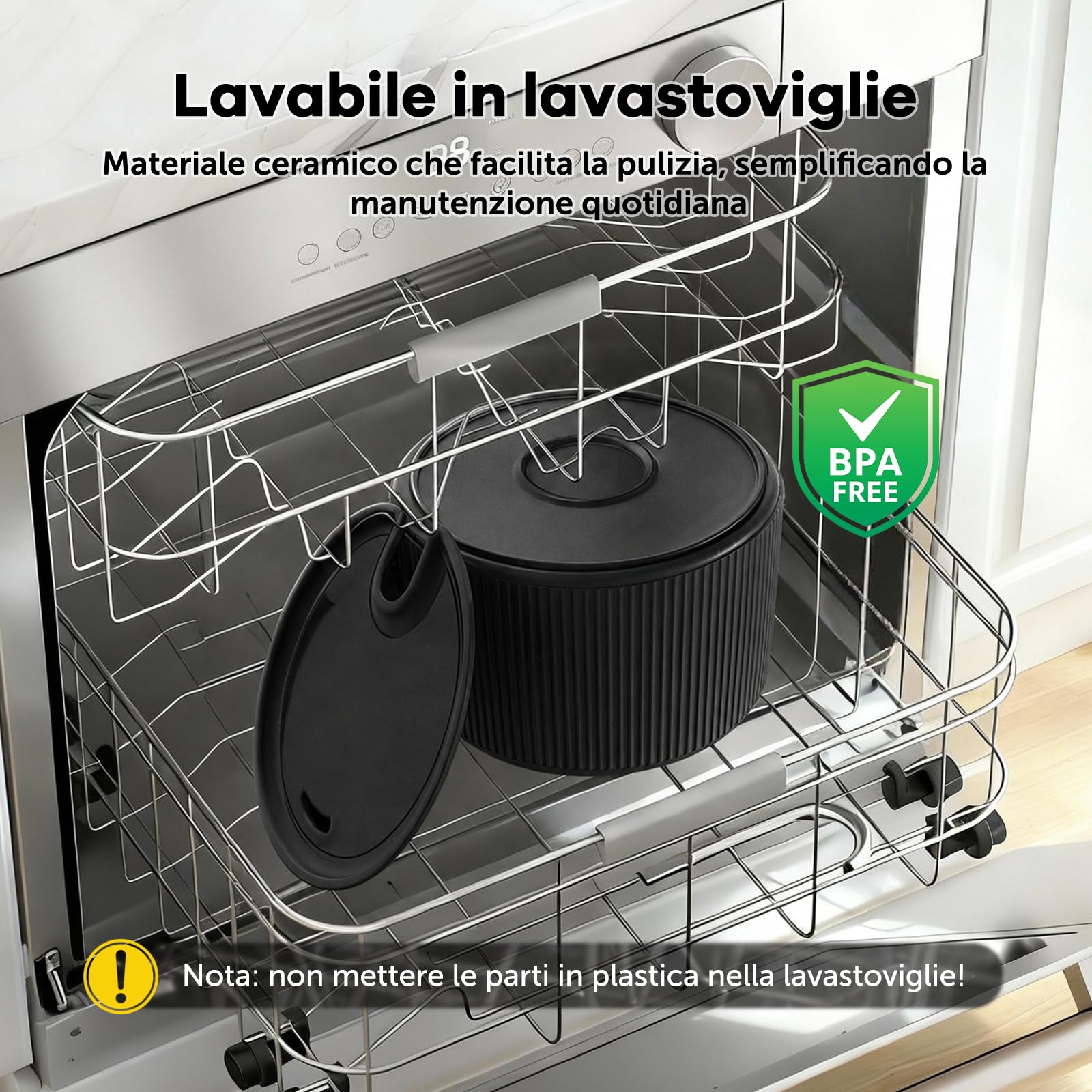 Fontana per gatti in ceramica, 2,2 l, silenziosa, dispenser automatico di acqua per animali domestici, con sistema di filtraggio, nero
