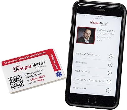 SuperAlertTM Smart Medical ID Card with Detailed Online Profile; Wallet Card with Included Lifetime Subscription