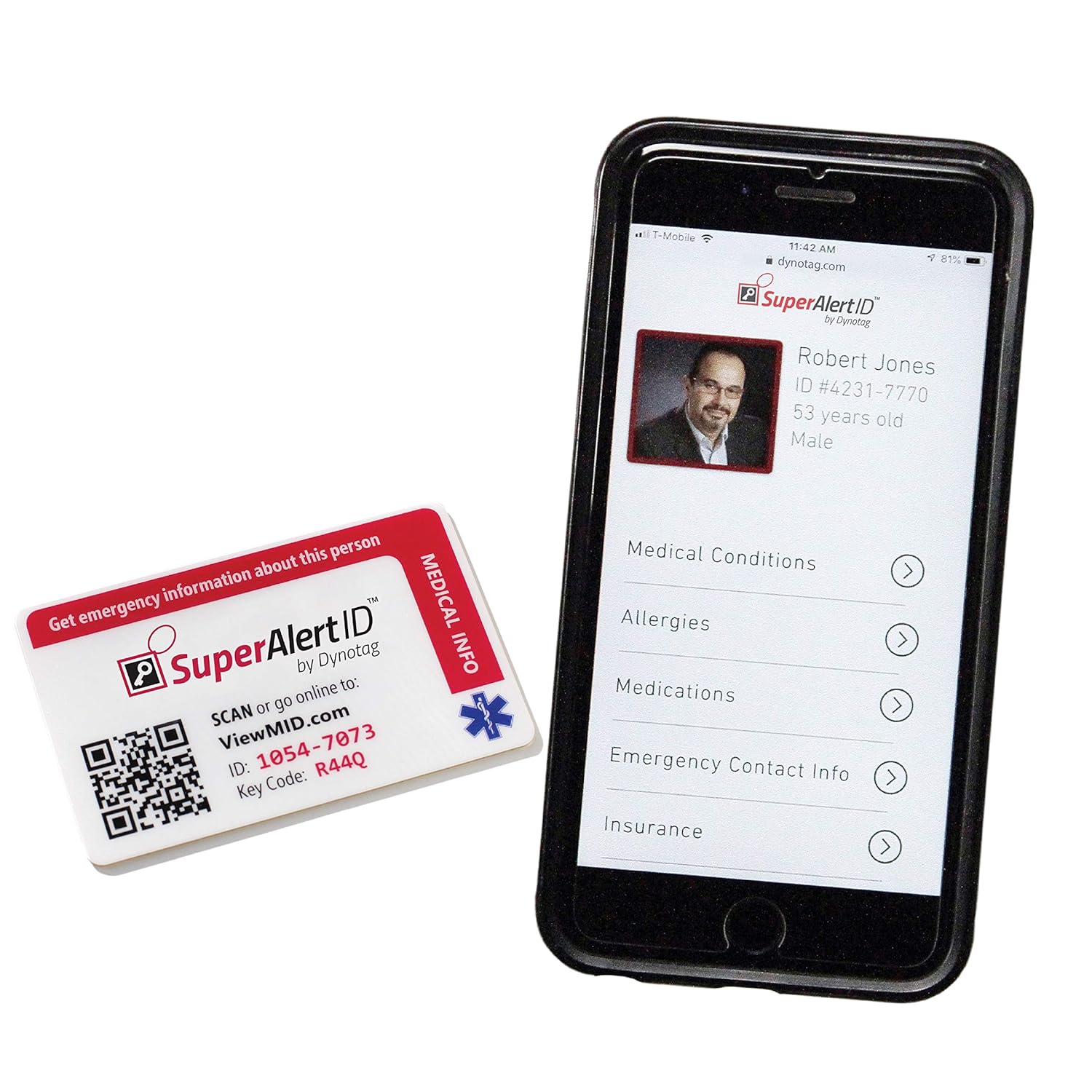 SuperAlert™ Laminated Wallet Card ID for Medical and Emergency Contact