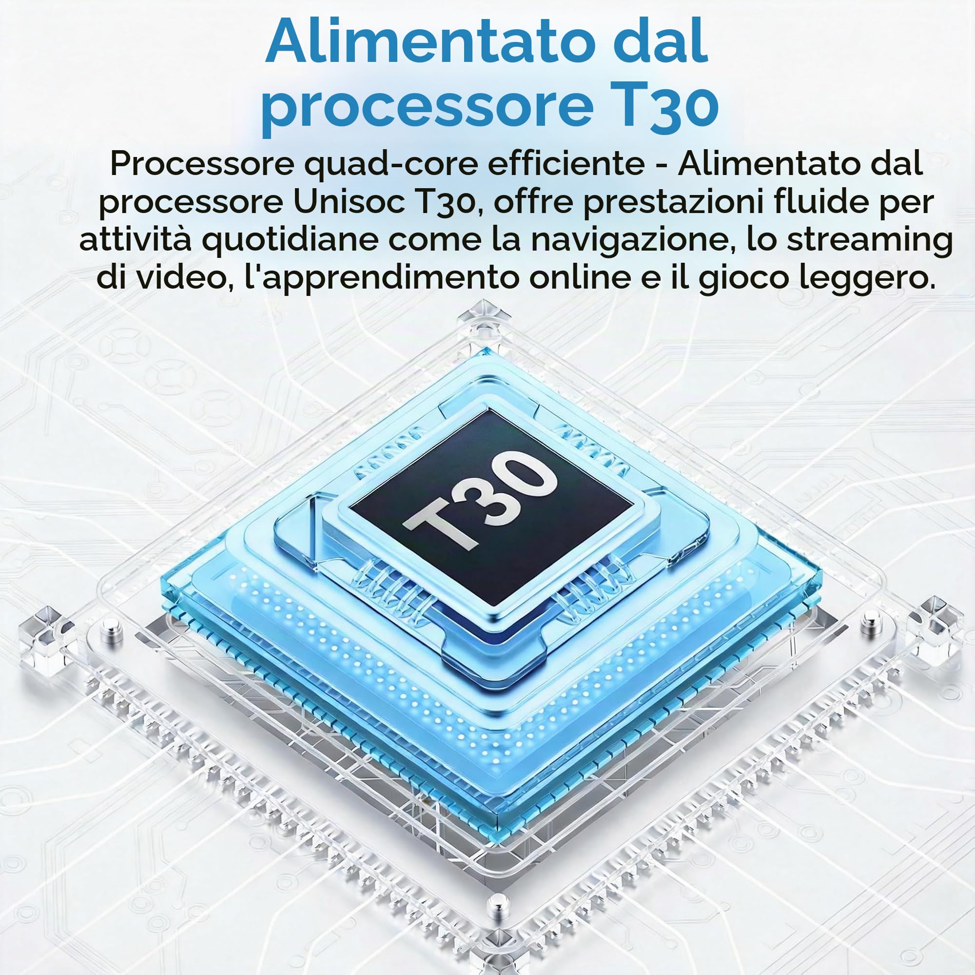 Tablet Android 10.1" Android 15, 18GB RAM (6+12) + 128GB, T30 Octa-Core, 1TB Espandibile, WiFi 6, 6000mAh, Display IPS HD 1280×800, Widevine L1, GPS, Gemini AI