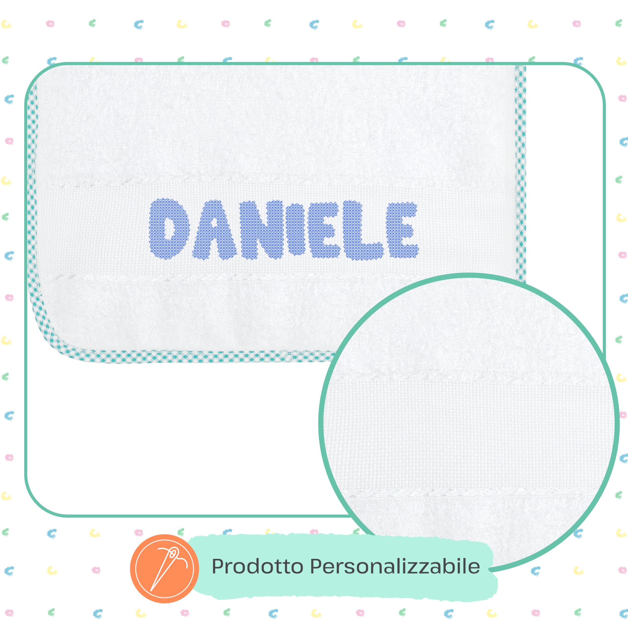 EMMEBi Aida Cloth Bibs for Embroidery Kindergarten Elastic Terry Cotton Children Made in Italy, Baby Aida, 33 x 28 cm - Image 3