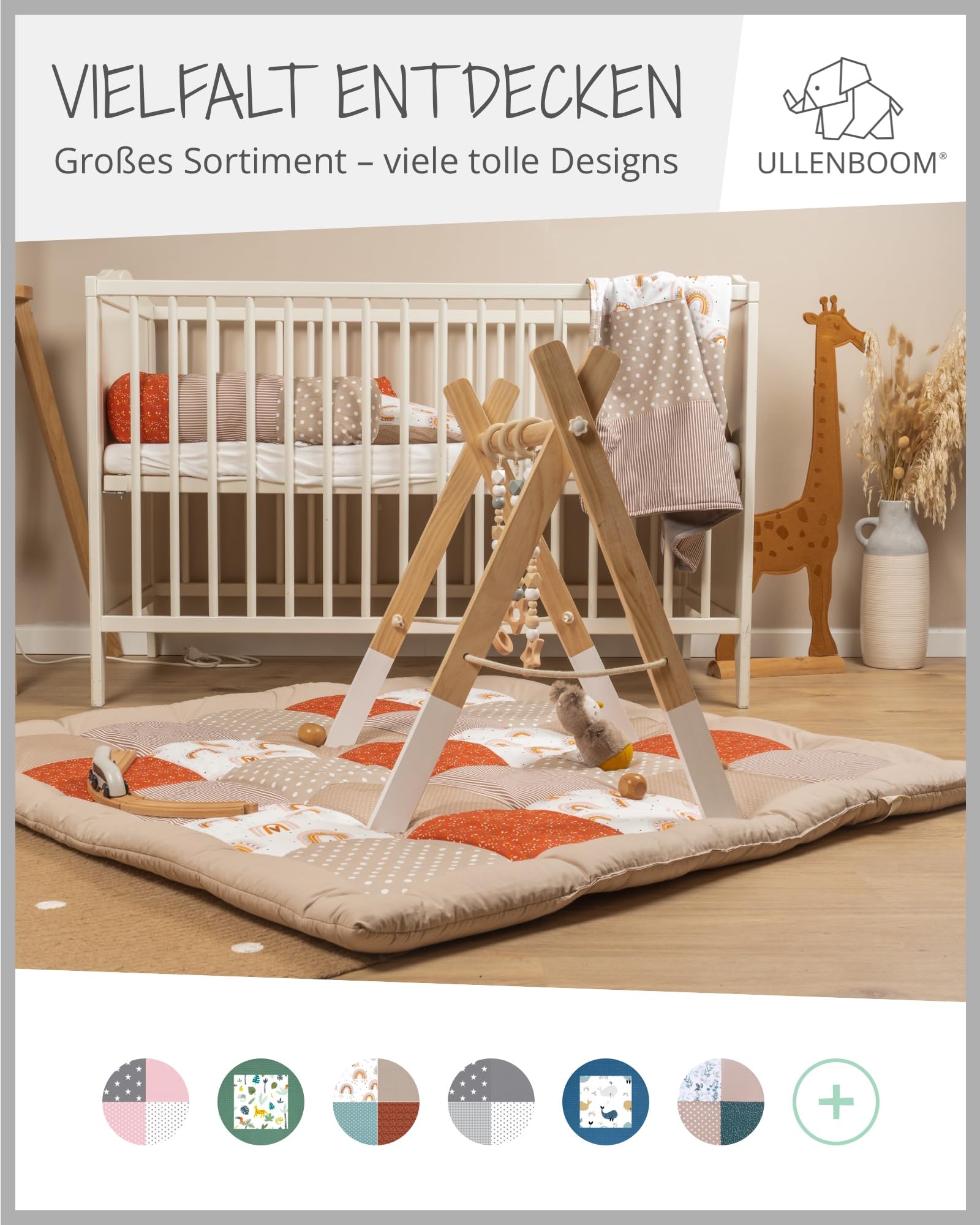 ULLENBOOM ® Baby Kuschelschlange 400x13 cm Regenbogen (Made in EU) - Kuschelschnecke in vielen Farben und Größen, Bezug: 100% OEKO-TEX Baumwolle, Nackenrolle