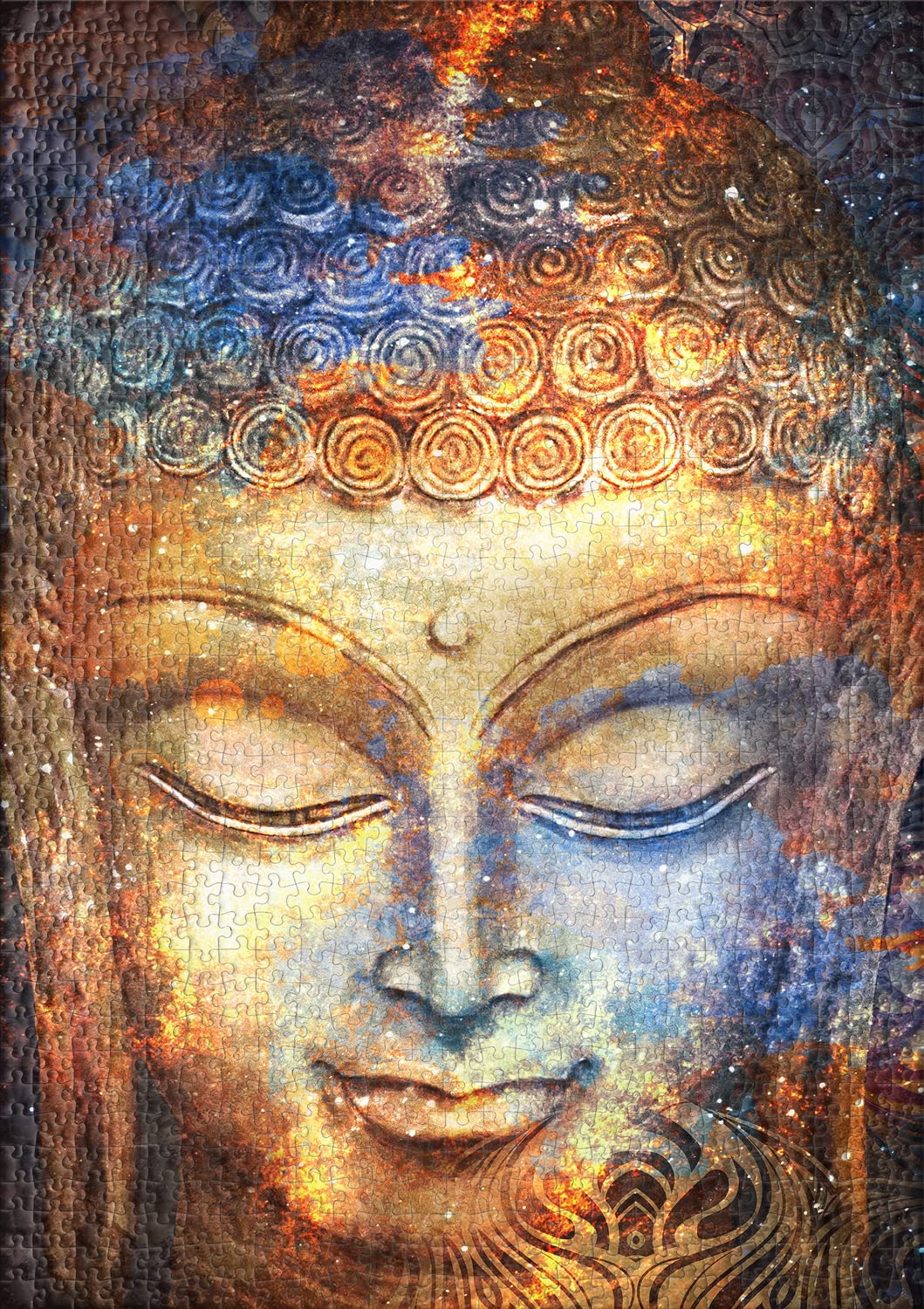Ulmer Puzzleschmiede - Puzzle Bouddha 2000 Pièces - Art Bouddhiste - Tête de Bouddha en Aquarelle