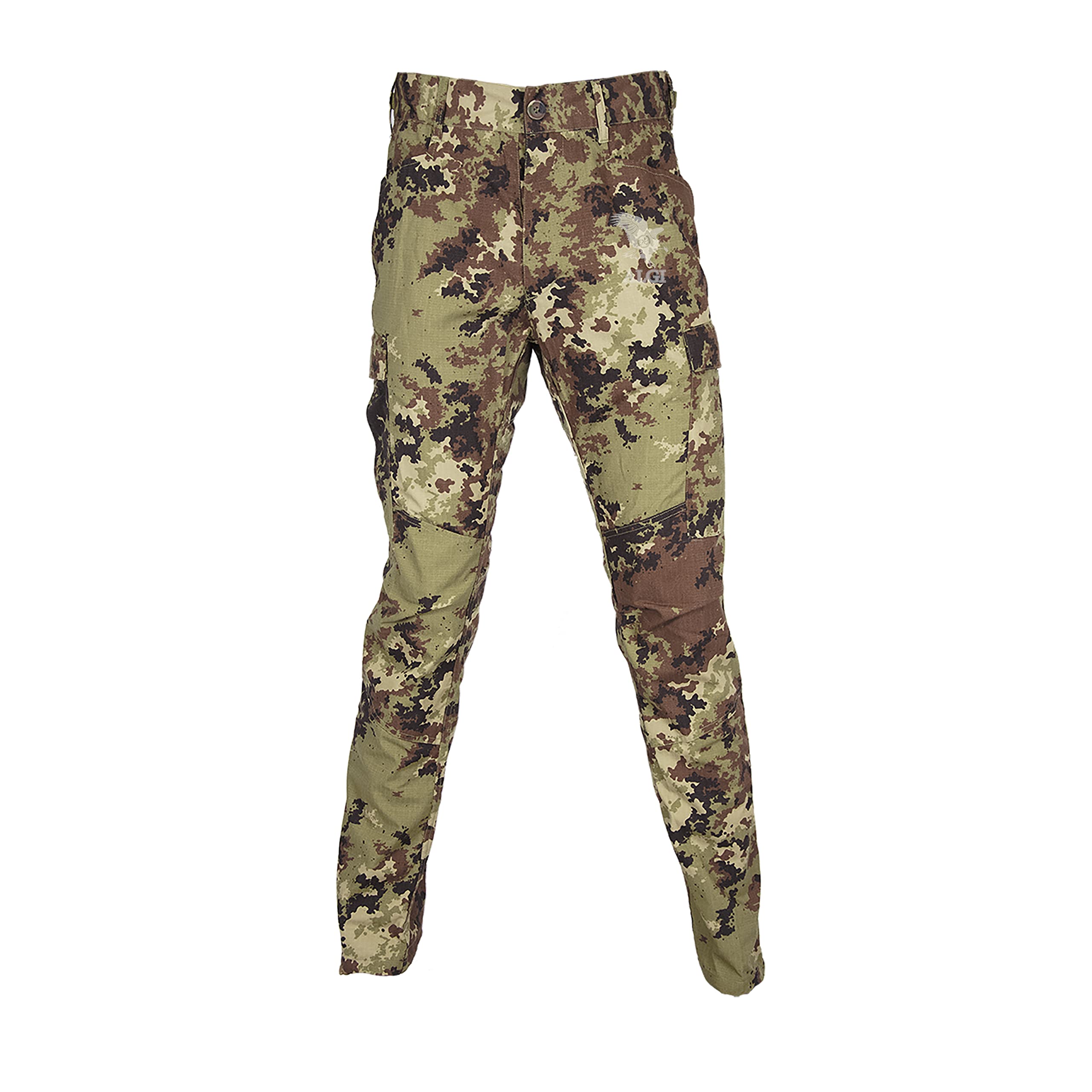 ALGI Pantaloni Militare da Combattimento Ripstop di Polyfilo Vegetato Mimetico