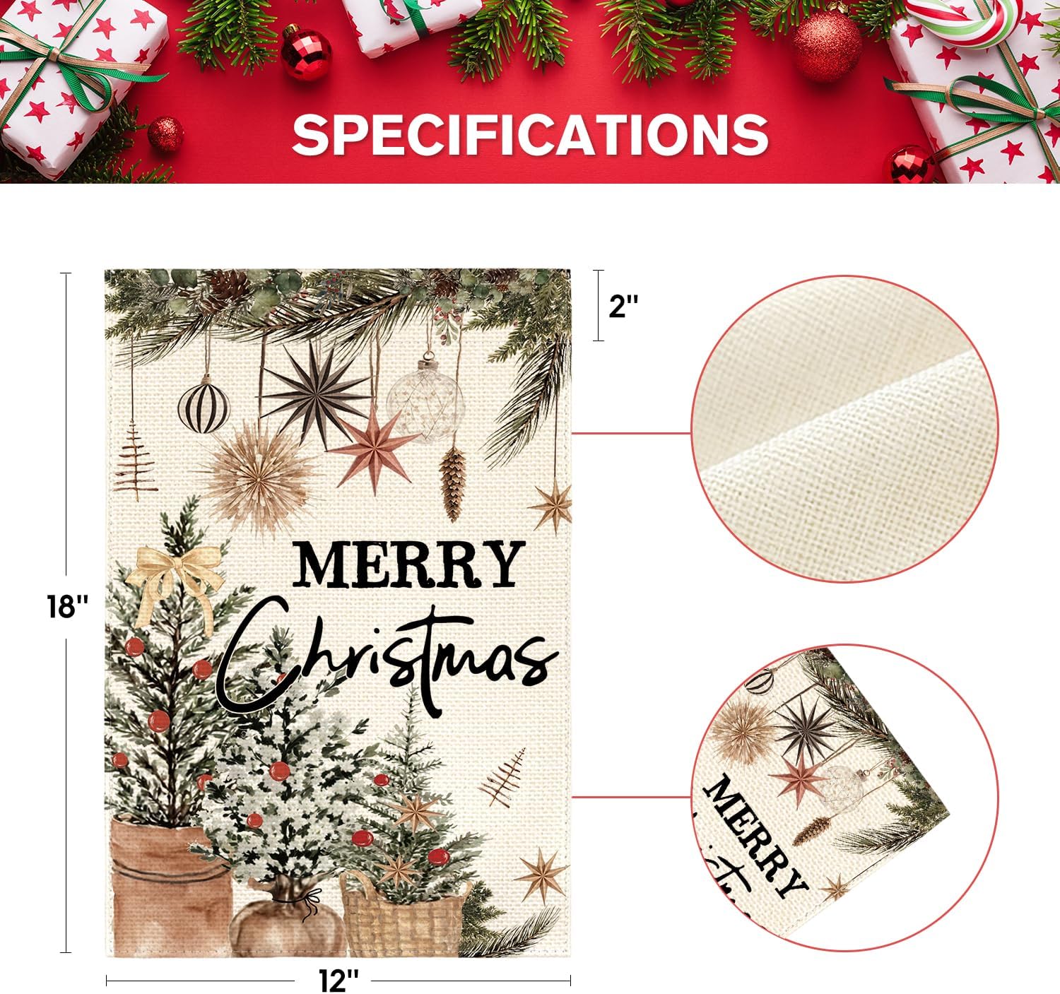 AVOIN colorlife Merry Christmas Garden Flag 12x18 Inch Double Sided Outside, Winter Holiday Yard Outdoor Decorative Flag - Image 5