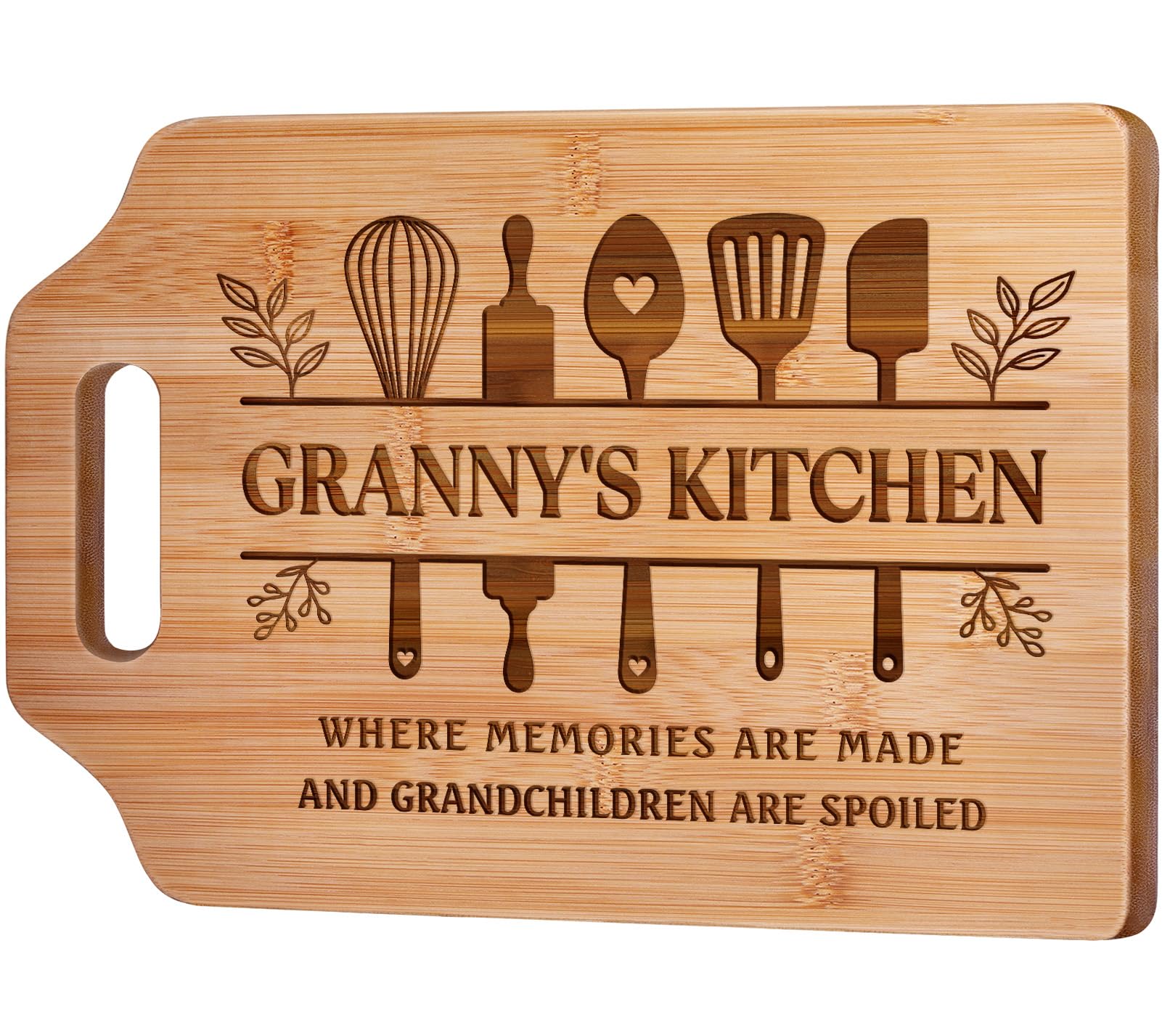 Gleevara Granny Gifts, Granny Birthday Gifts from Grandchildren - Natural Bamboo Cutting Board, Granny Mothers Day Christmas Kitchen Presents
