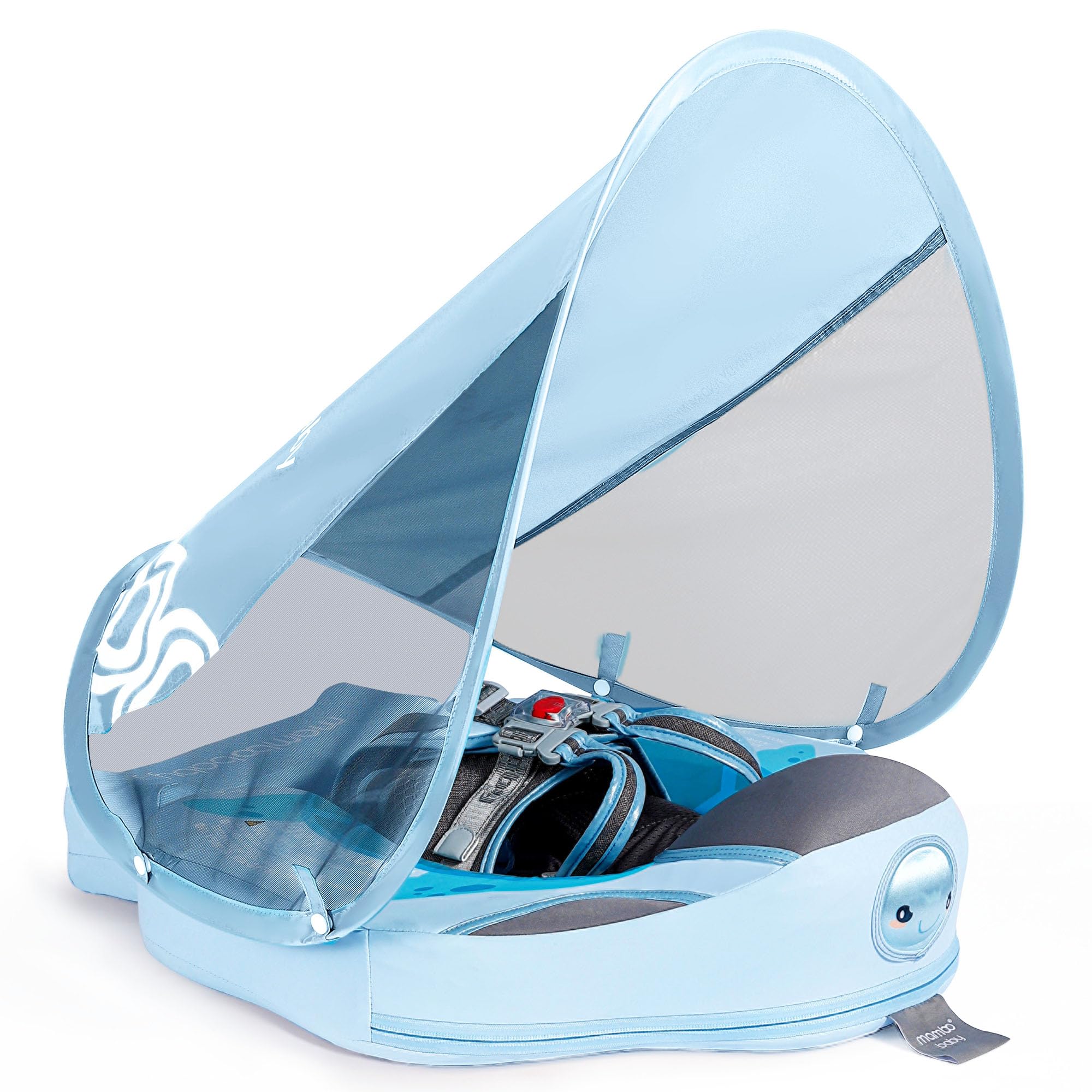 Baby Floats for Pool with Canopy Removable Sun Protection Canopy Mambobaby Float Non Inflatable Upgrade Add Tail Avoid Flip Waterproof Skin-Friendly Infant Swim Float 3-24 Months