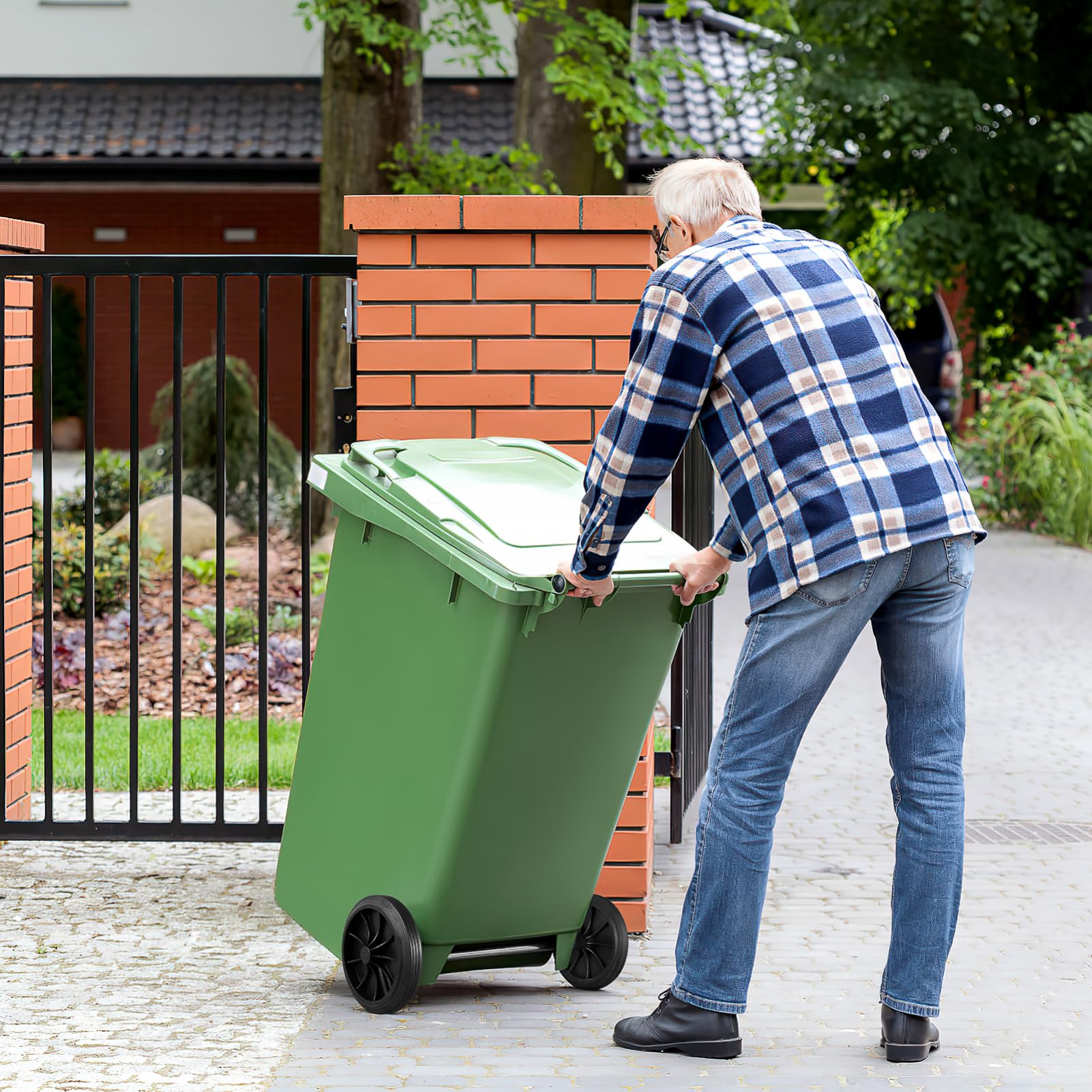 OUNONA Roues De Poubelle En Caoutchouc Avec Arbre Creux 48 Cm Ensemble 2 Roues Silencieuses Pour Déplacement Facile De Poubelles Accessoires Adaptés Aux Bureaux Hôpitaux Écoles