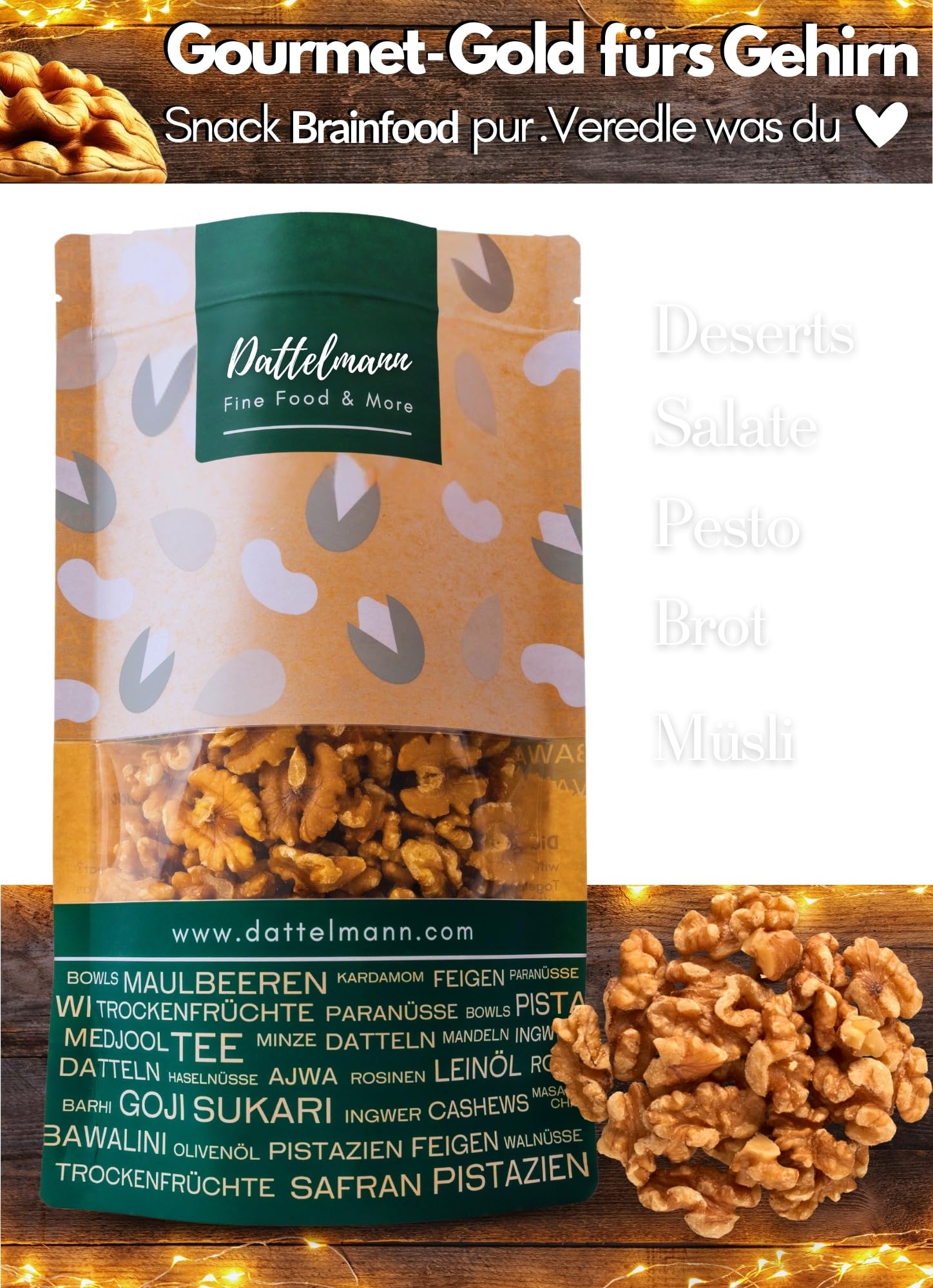 Walnusskerne 1kg – 100% Naturbelassen – Zum Snacken, Backen & als Topping | DATTELMANN®