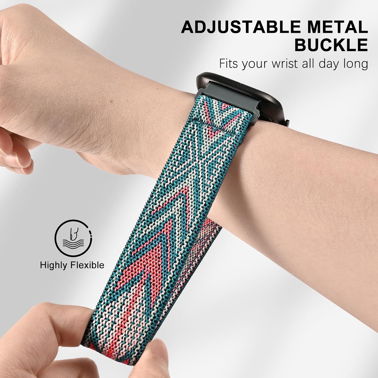 5 Pack Elastic Nylon Watch Band Compatible with Amazfit Bip 6/Bip 5/Bip Max/Gtr 4/Gtr 3/Gtr 2/47mm/Balance, 22mm Elastic Watch Strap for Men and Women image 3