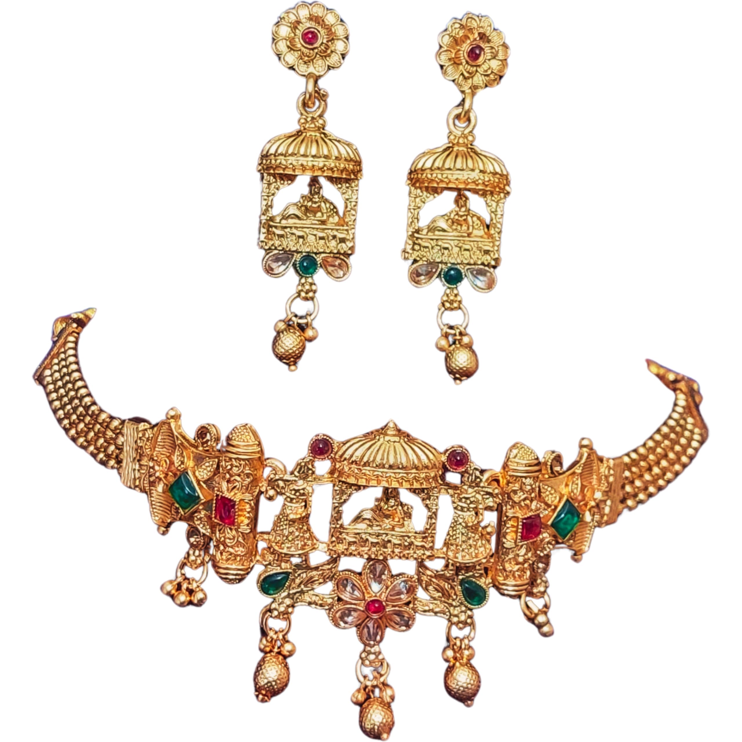 Achyut The Infalliable: Cultural Doli Design Artificial Jewelry Set - Necklace and Earrings for Weddings and special occasion (B0CZ4HNXFL) Amazon Price History, Amazon Price Tracker