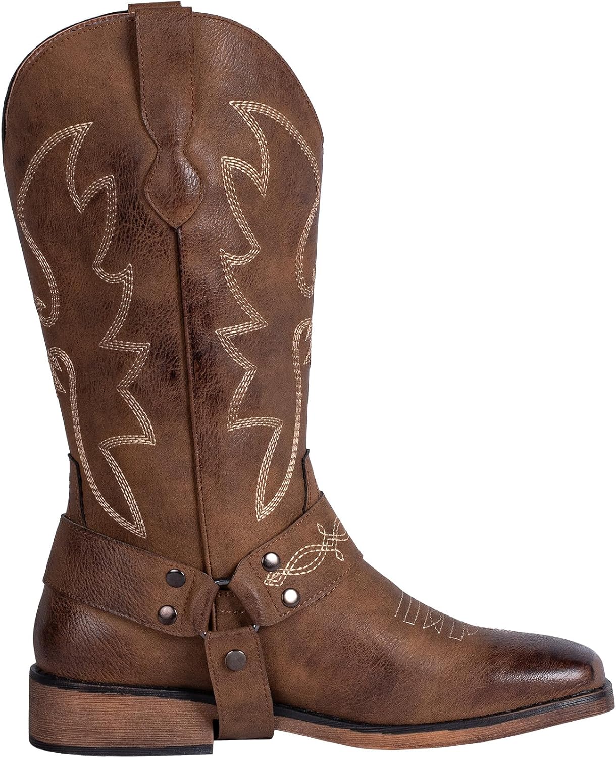SheSole Ladies Fashion Strap Cowboy Boots for Women Square Toe Mid Calf Western Cowgirl Boots - Image 6
