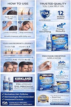 Kirkland Minoxidil 5% Extra Strength Men Hair Regrowth (12 Month Supply)