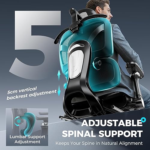 Miniatura 6 de Silla de oficina ergonómica con reposapiés, silla de escritorio grande y alta, silla de computadora con respaldo alto con brazos abatibles 6D y