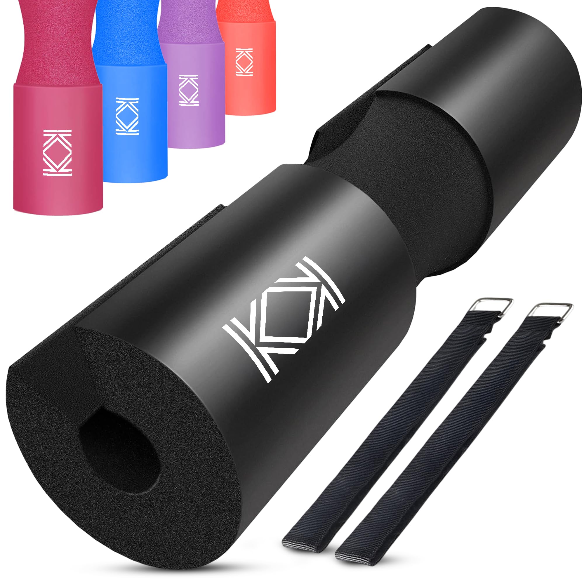 KK Barbell Squat Pad Extra Thick NBR Foam Hip Thrust Pad - Non-Slip Lunges Workout Pad, Weightlifting & Heavy Weight Training Neck Support Pad With Safety Straps - Black — image 1
