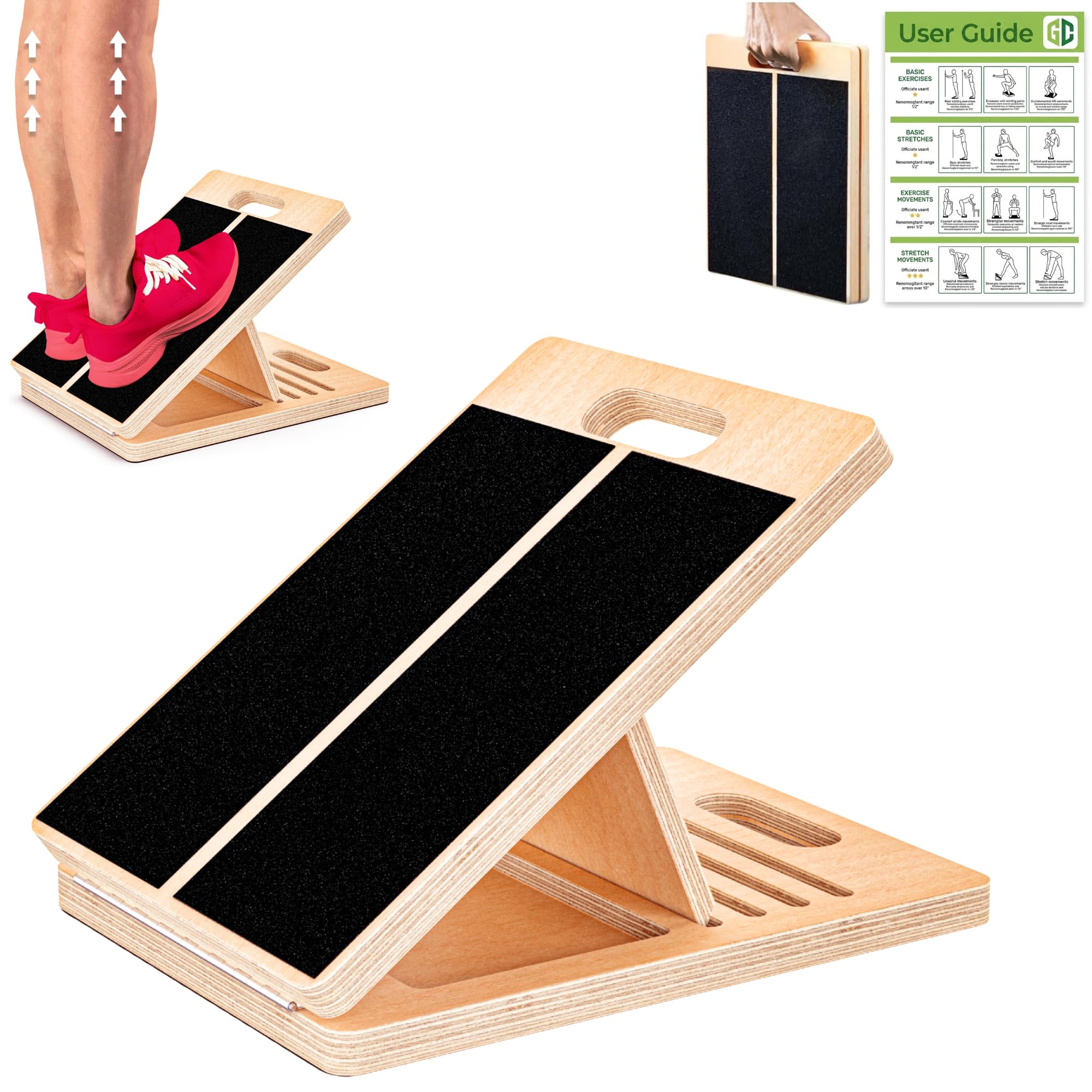 Camilla de pantorrilla, tabla inclinada de madera portátil de terapia física para estiramiento, mejora la flexibilidad y la recuperación, prevención de lesiones