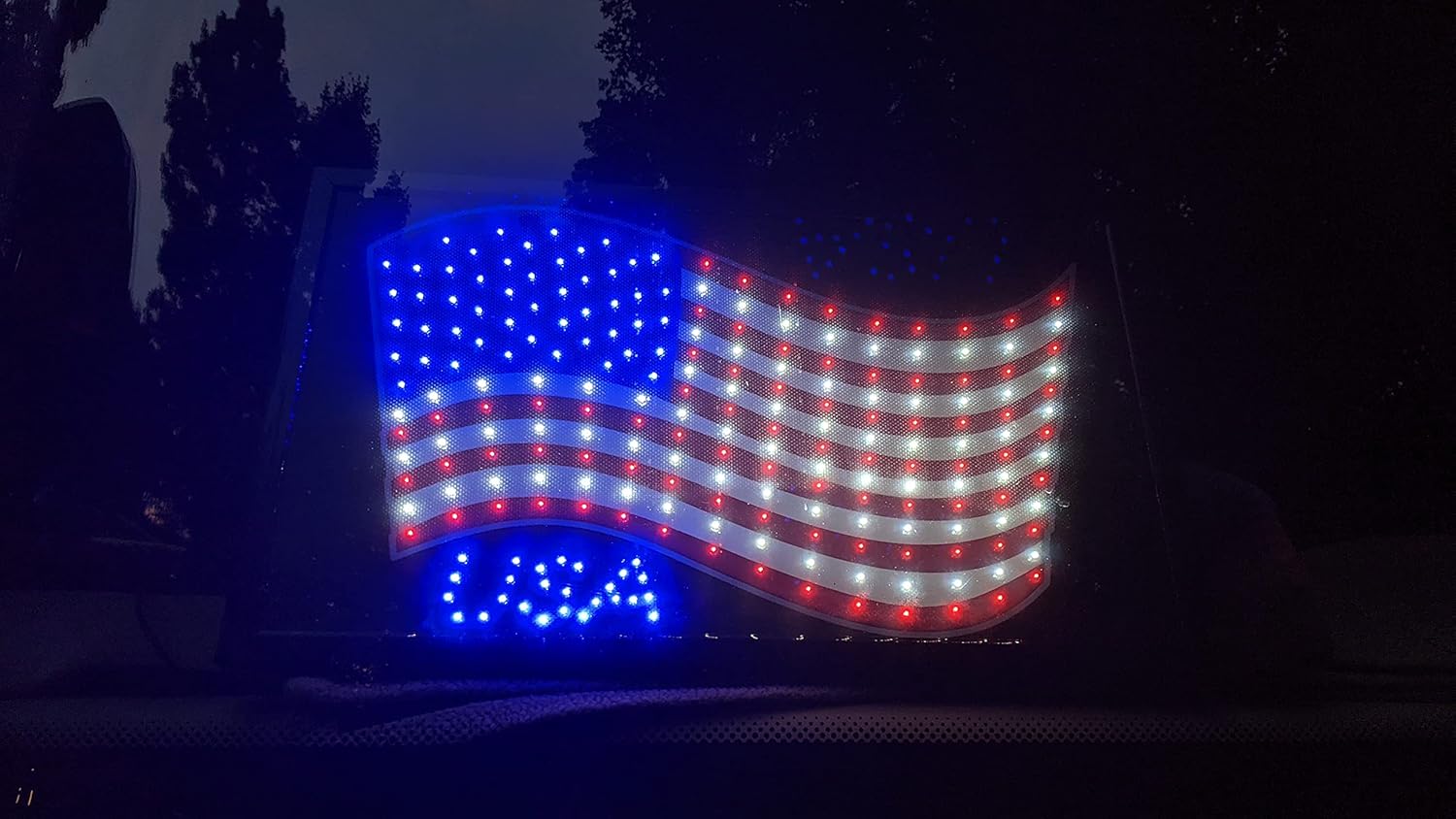 EEZ RV Products 4th of July Framed LED Flashing American Flag, Advanced LED Sign American flag, can be used for holiday decorations, RV window decorations 21.5 inch x 13 inch