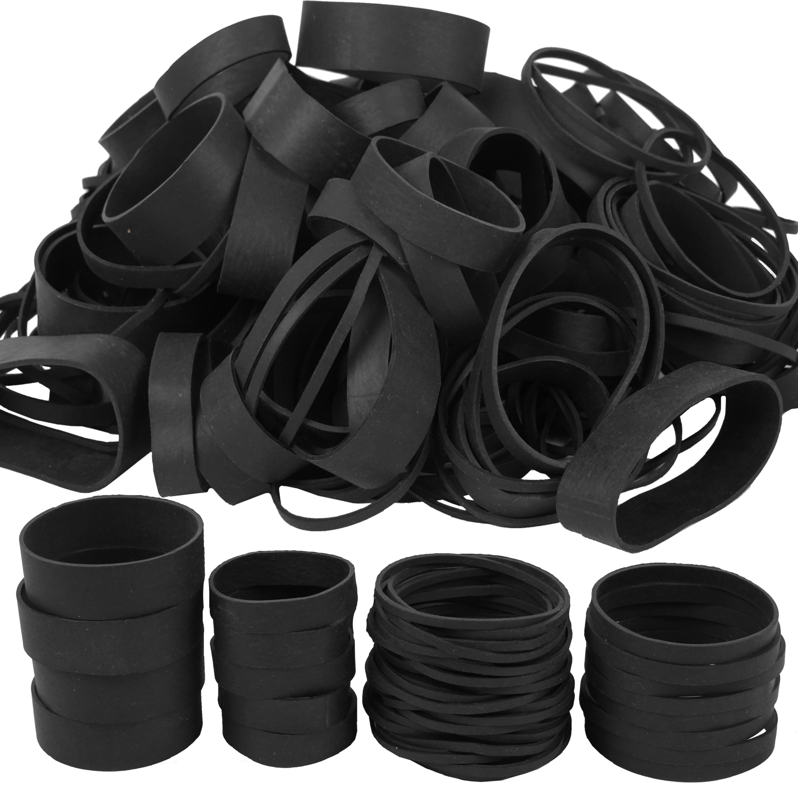 HAIDIBAO Assorted Rubber Bands, 0.5lb Black Elastic Bands For Office, Tactical, Home - Size 33, 64, 82, 94