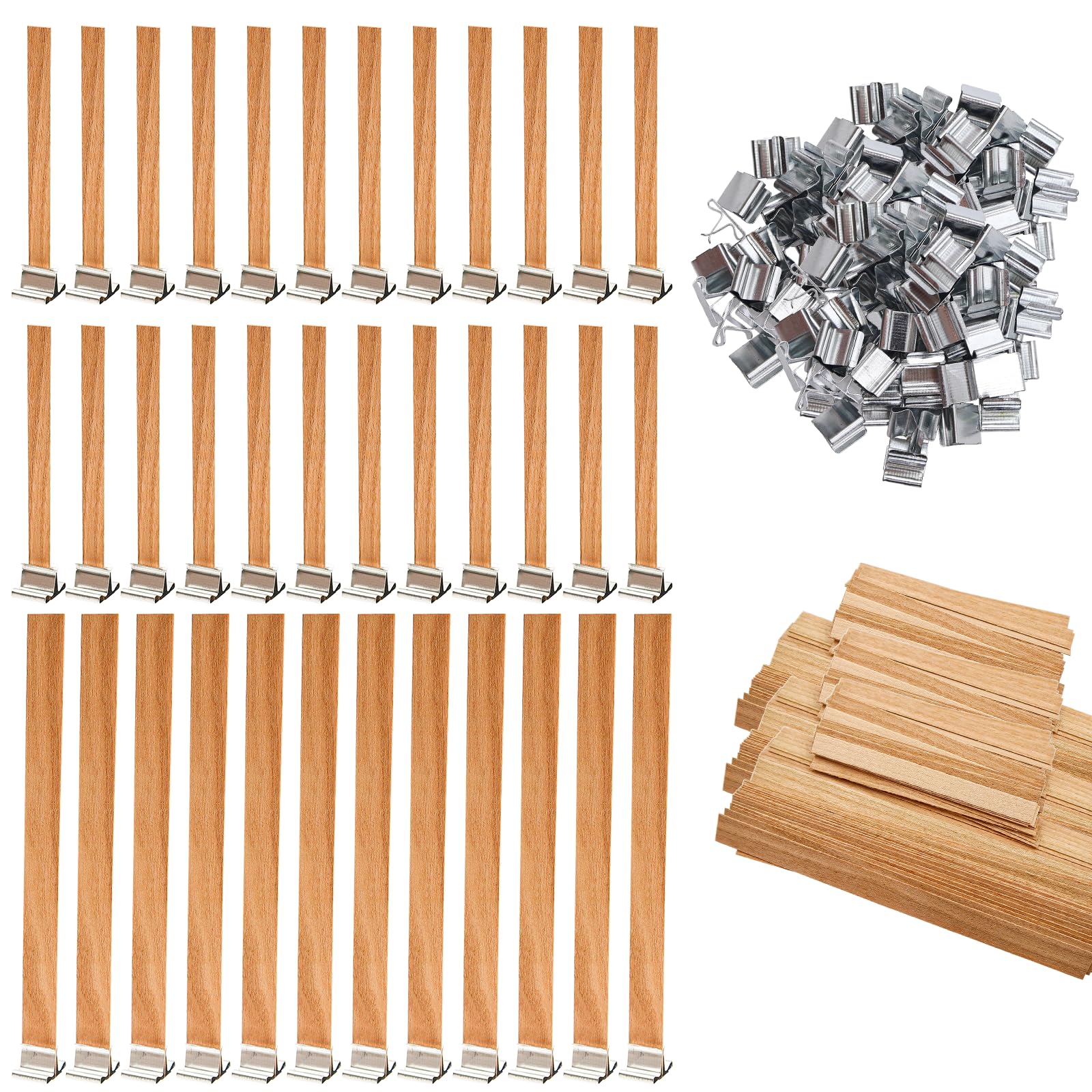 100 Stoppini Per Candele In Legno + 50 Basi - Naturali Ed Ecologici Per Candele Fai Da Te | Tagliabili - Foto 4