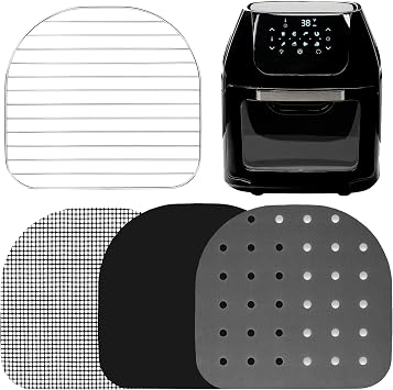 Air Fryer Dehydrator Rack Replacement for Chefman 6.3 Quart, Power XL Airfryer Pro 6qt, Power XL Vortex Pro 10 qt, Caynel 6qt Airfryer Oven Removable Trays and Reusable Liners by INFRAOVENS