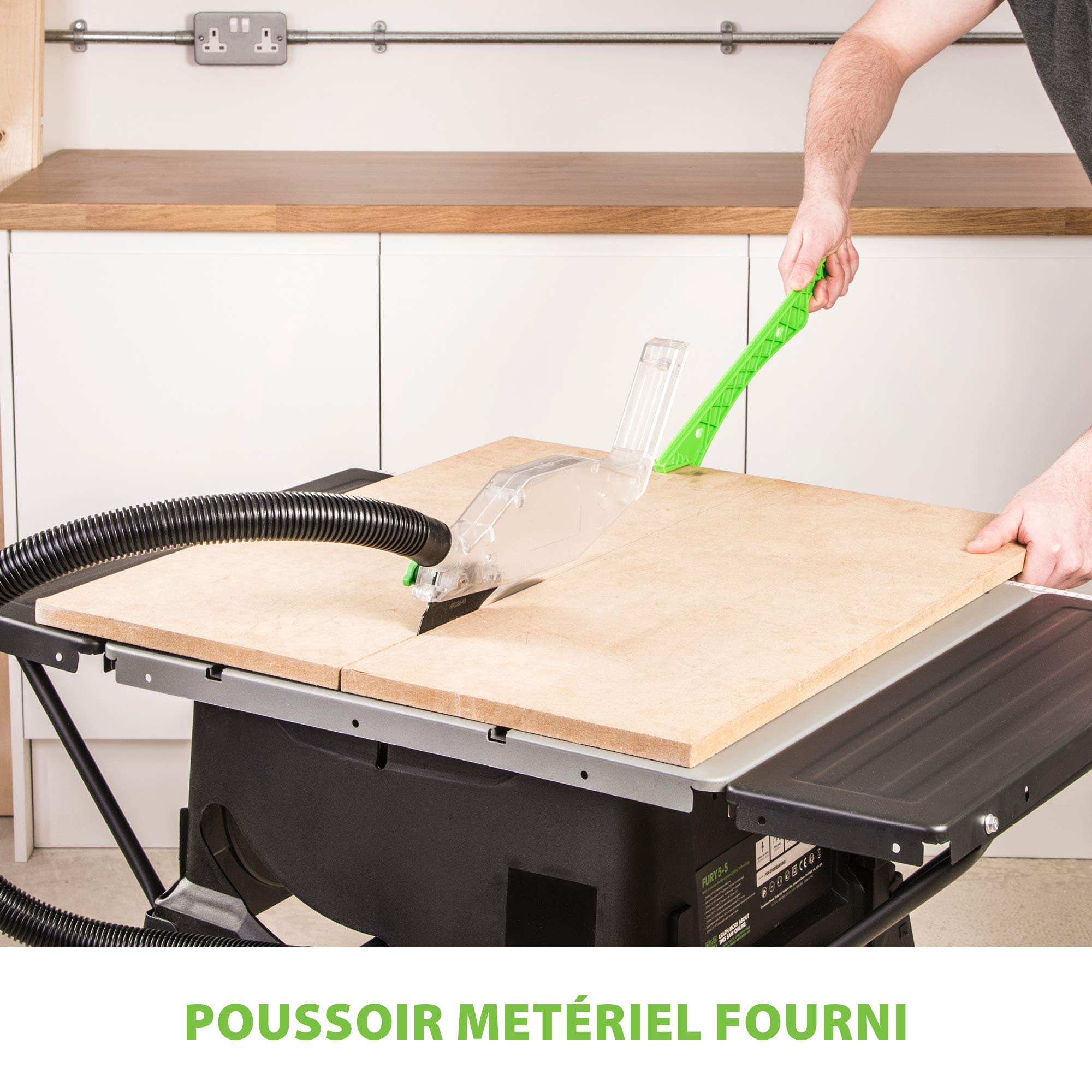 Evolution Power Tools Scie sur Table Fury 5-S 255mm Coupe Multi-Matériaux Bois Plastique Métal 0-45˚ Biseau 60-60˚ Onglet