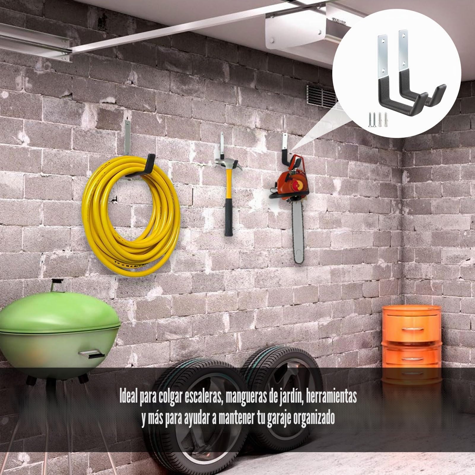 J Form Garage Haken,2 Stück Schwerlast Wandhaken,Utility-Haken für Garagenwand,Schwarz Universalhaken zum Schrauben,Wandhaken Garage,Schwerlasthaken zum Aufhängen,Sperrige Artikel Wandhalterung
