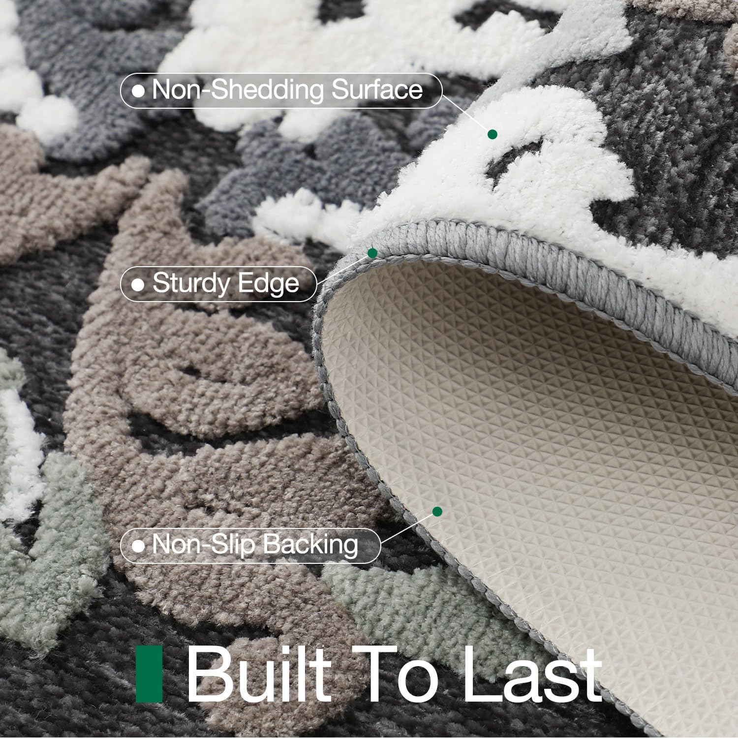 LUMI Indoor Door Mat for Entrance 26x46, Luxury Front Doormat with Non-Slip Latex Rubber Backing, Soft Washable Dirt Trapper, Flower Bliss (Rolled Package) - Image 6