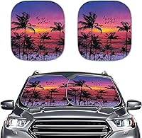 Vista 8 de Parasol para parabrisas de automóvil con estampado de playa tropical, protección universal para proteger el interior del automóvil, bloquea
