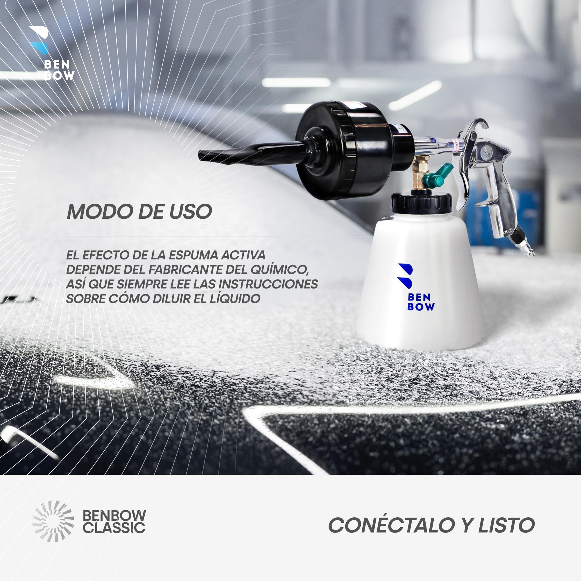 BenBow Pistola de Espuma de Aire comprimido Black – para una pre-Limpieza efectiva de Coches, Barcos y Motocicletas – práctica Pistola de Espuma – Ideal para Profesionales del detallado de vehículos