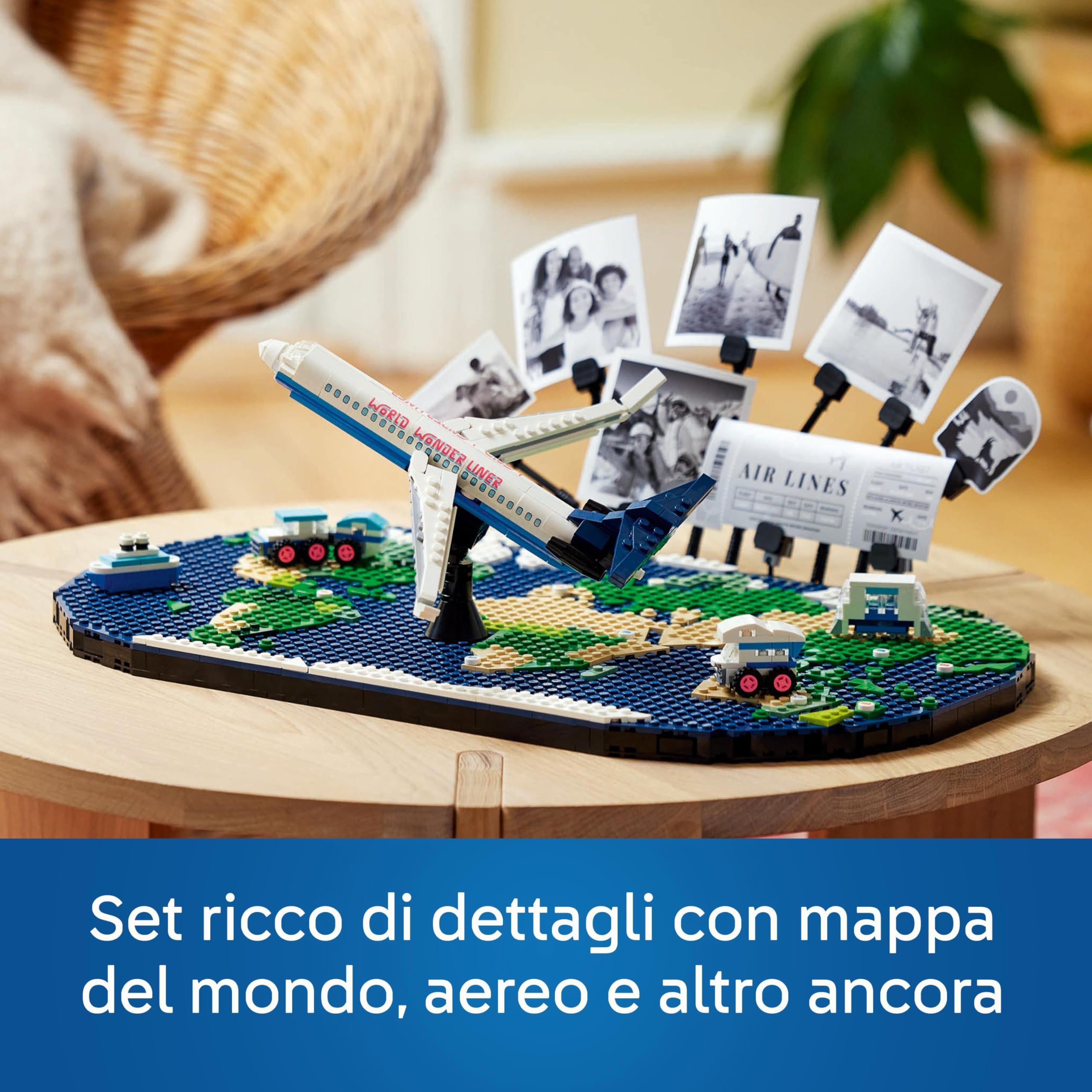 LEGO Family Momenti di Viaggio, Mappa del Mondo Giocattolo con Aereo da Costruire e Supporto Foto, Giochi per Bambini e Bambine, Gadged Idea Regalo per Ragazzi e Ragazze, Attività per Famiglia 41838