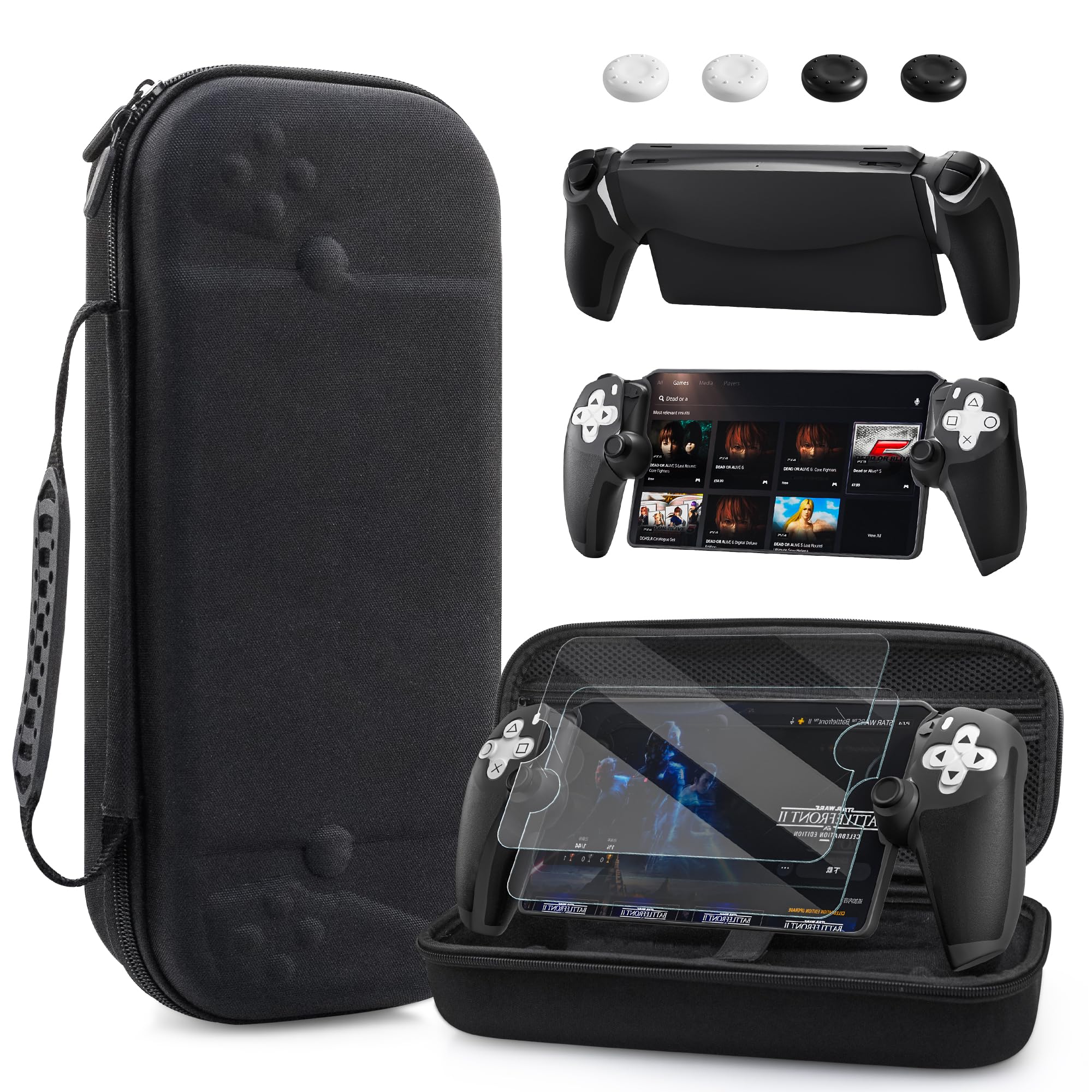 HYPERCASE for Playstation Portal Remote Player Console Carrying Case Black Travel Handbag for PS5 Portal Accessories Storage with