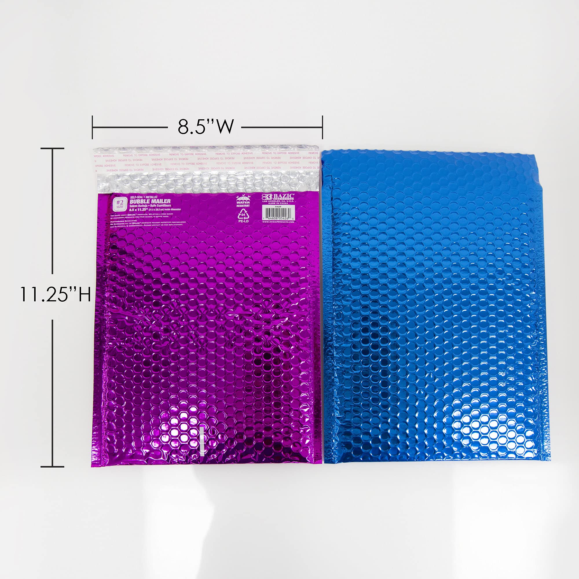 Bazic #2 Lot de 24 enveloppes rembourrées auto-scellantes avec doublure imperméable Bleu Rose Argent Noir 21 x 29 cm