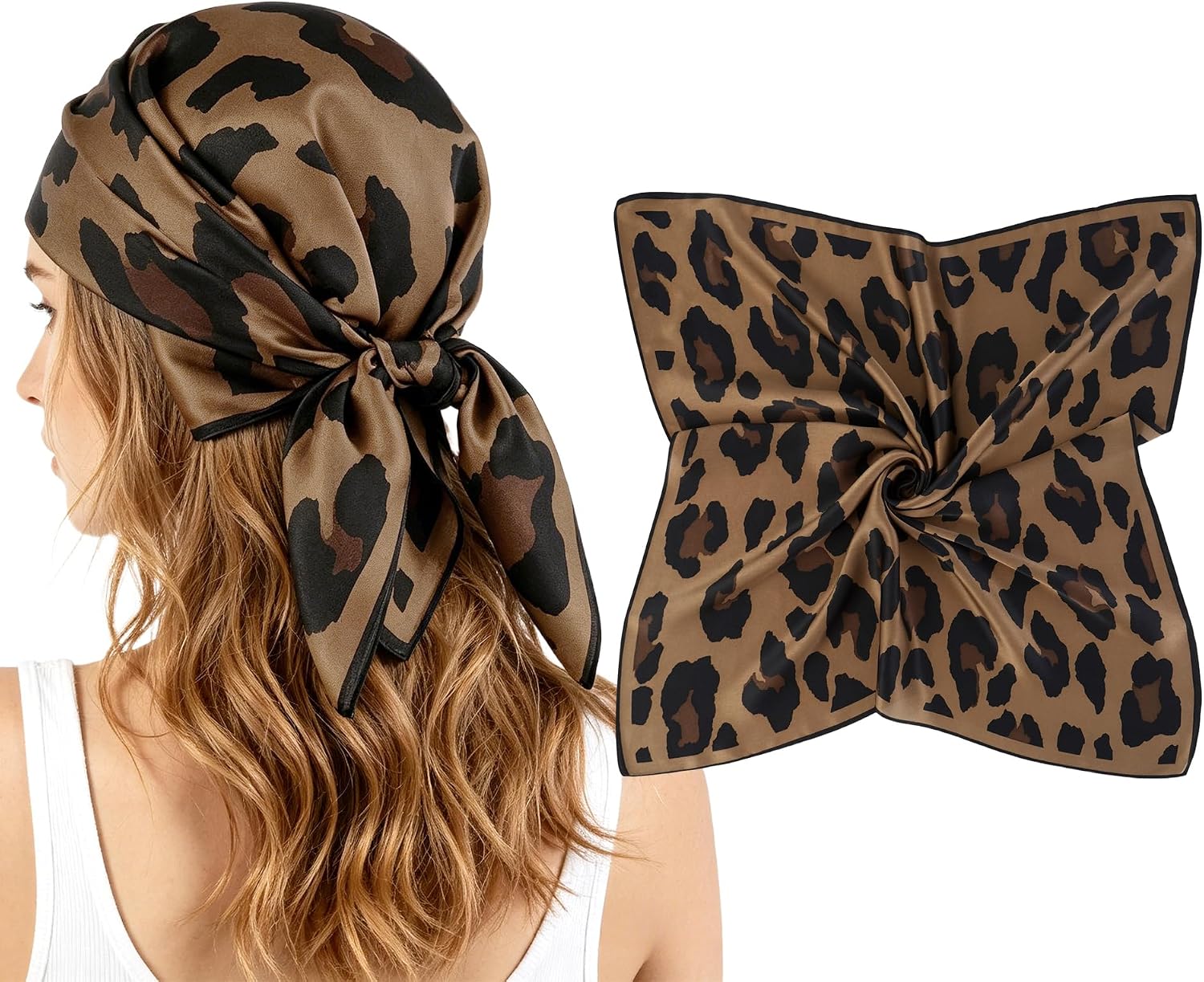 GERINLY 100% Silk Bandanas for Women, Satin Neck Scarf for Hair Headband