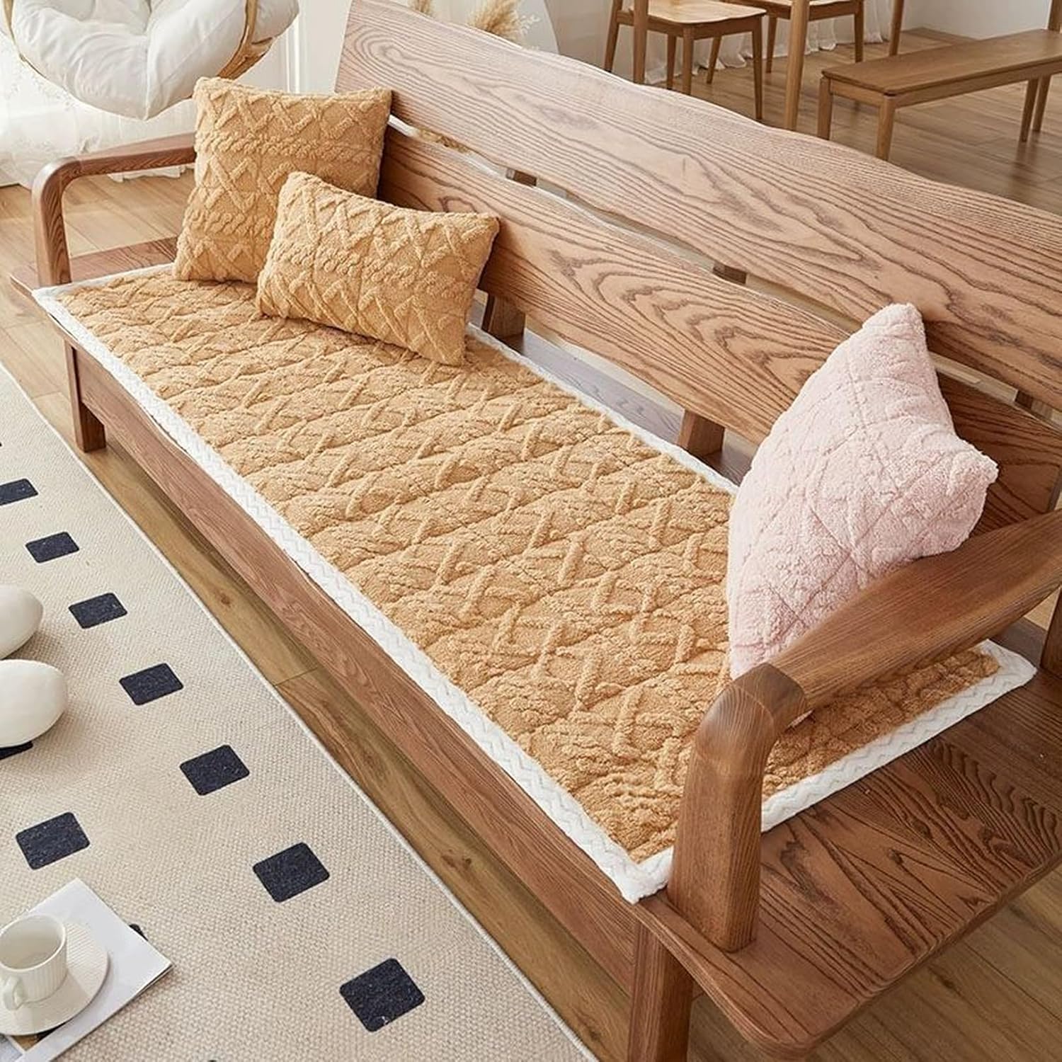 [KUZQIM] 座布団 クッション 通気性 無地 ロングクッション 長座布団 70*210 座面クッション 長方形 おしゃれ ソフ