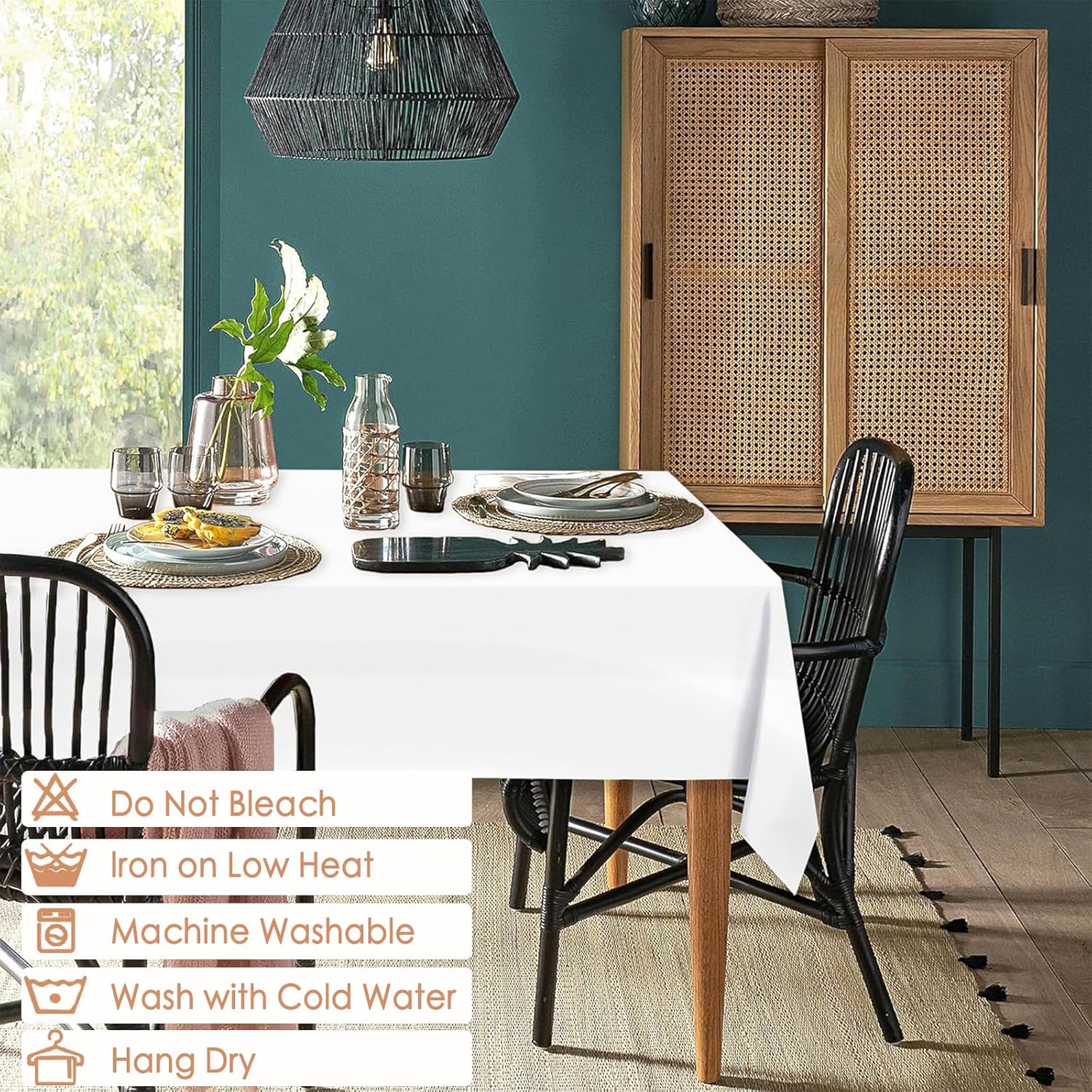 10 Pack White Table Cloth Rectangle Table 60x102 Inch,Polyester Tablecloths for 8 Foot Rectangle Tables,Wrinkle Resistant Washable Polyester Tables Cover for Wedding,Dining,Parties and Camping