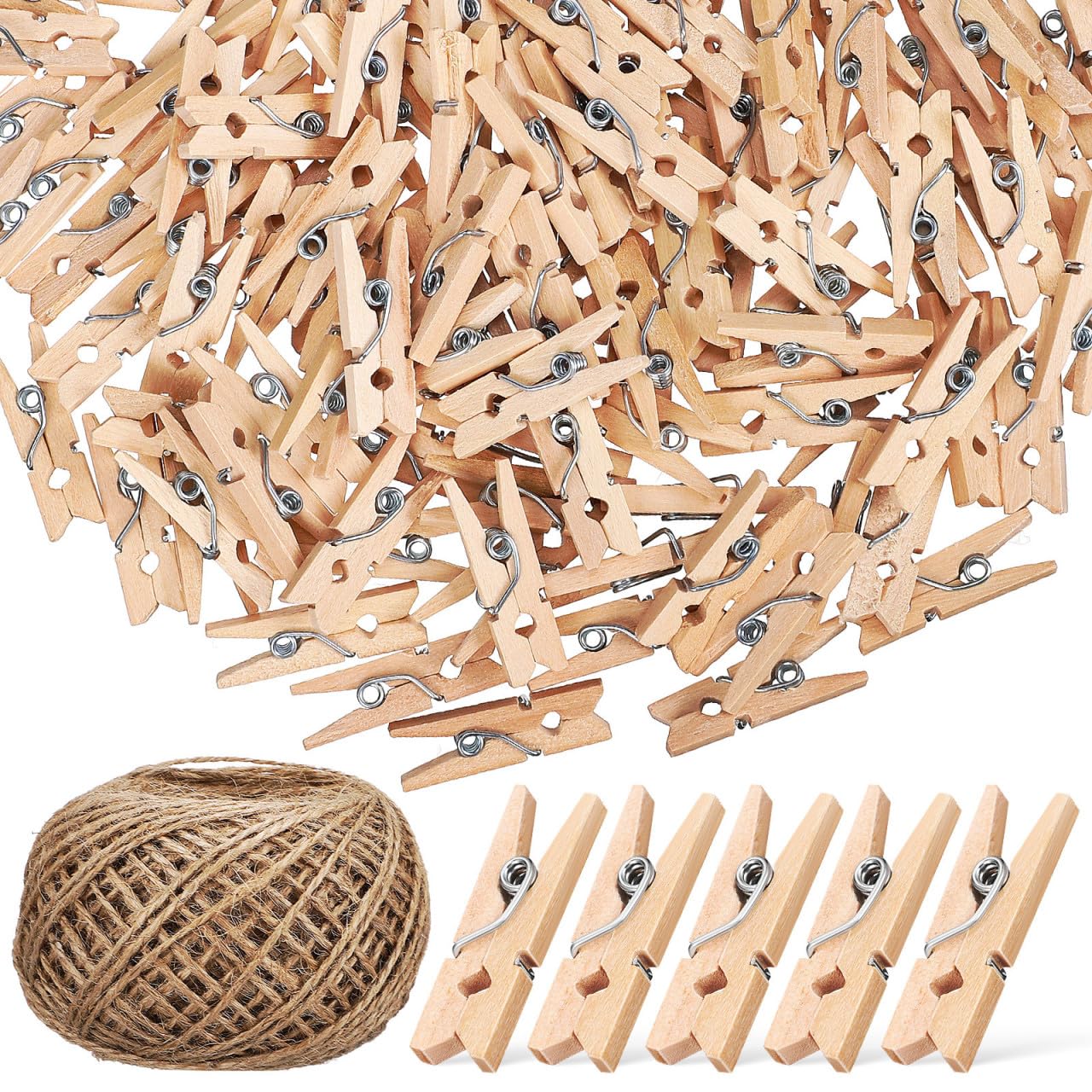 Cuerda de yute decorativa con pinzas para colgar fotos y notas en eventos y bodas