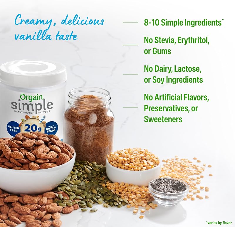 Orgain Organic Simple 20g Vegan Protein Powder, Vanilla, 1.25lb image 6