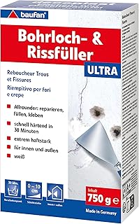 Baufan Bohrloch- und Rissfüller Weiß 750g I Schnell erhärtende Spachtelmasse I Bohrloch Füllung für innen & außen I Ausbessern von Rissen und Löchern
