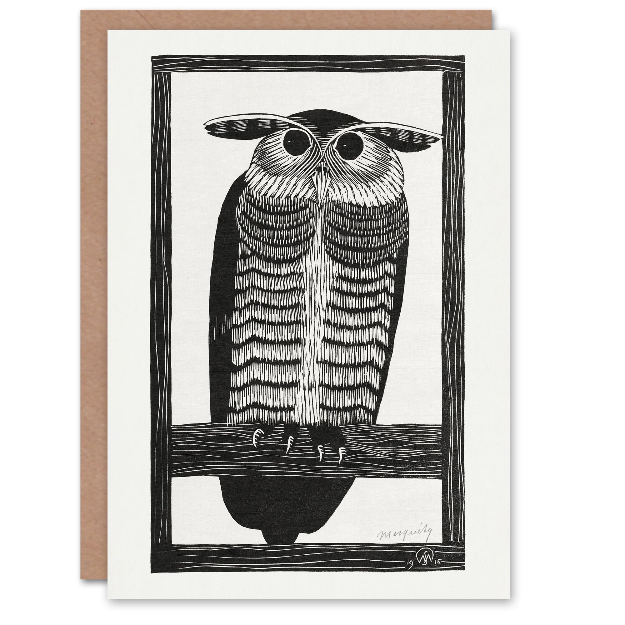 Artery8 Samuel J De Mesquita Art Card Stylised Horned Owl