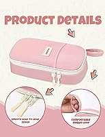 Vista 3 de SUNEE Cute Pencil Case, Aesthetic Pen Pouch, Colored Large Pencil Bag with Zipper, Kawaii Stationery Storage and Organizer, Pink School Supplies for