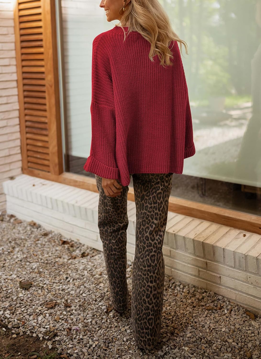 Balimtoy Chunky Cardigan Sweaters for Women Long Sleeve Crewneck Button Down Loose Pullover Sweater Casual Fall Outwear - Image 4