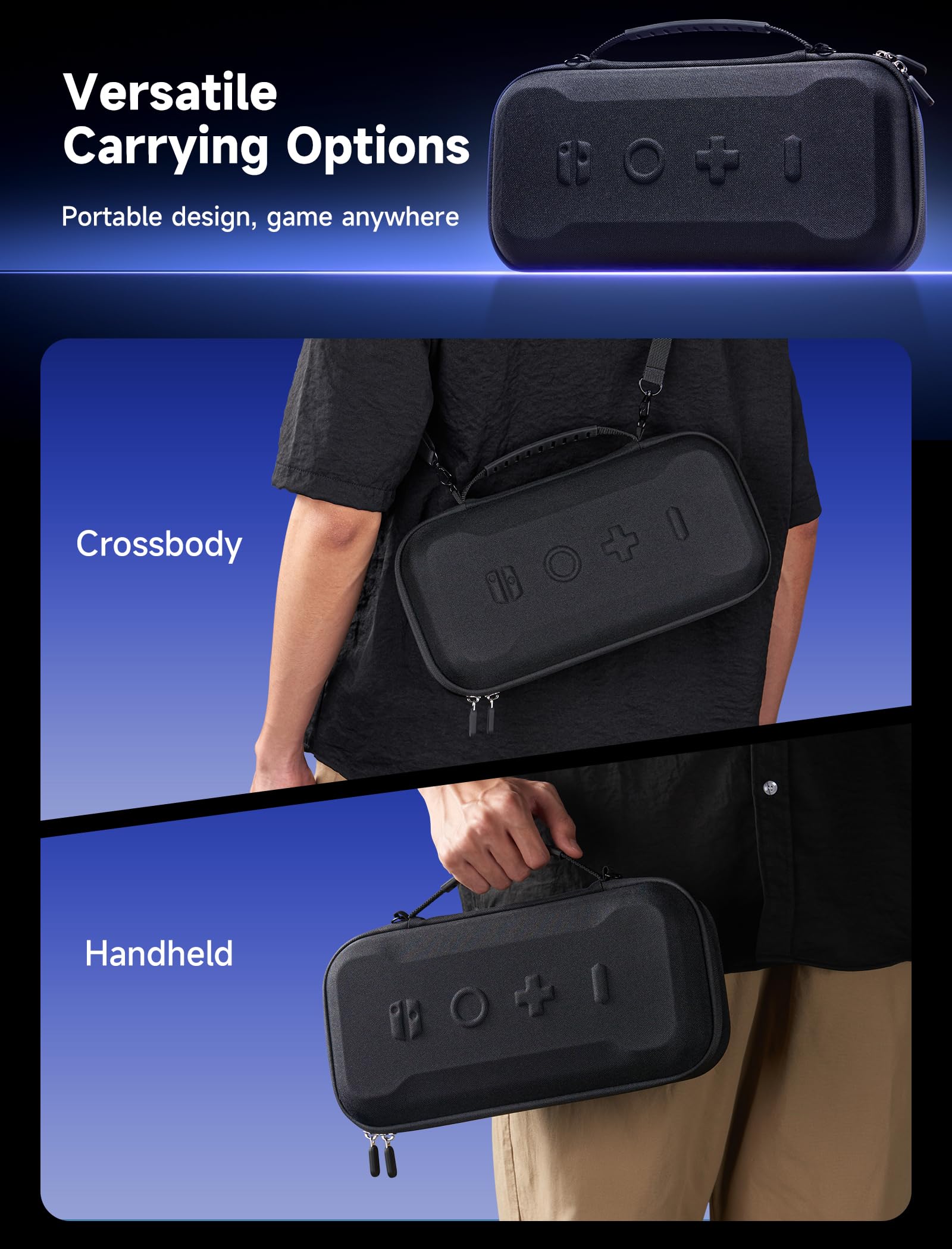 JSAUX Custodia da Trasporto per Lenovo Legion Go / Go S / Legion Go 2, Astuccio da Viaggio Rigido ad Alta Capacità, Copertura Protettiva per Schermo con Impugnatura, Borsa Porta Accessori, Nero