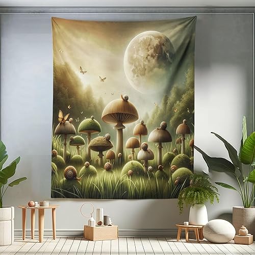 Miniatura 60 de Ambesonne Tapiz de fantasía, paisaje de fantasía con reloj, rayos de cielo de ensueño desde el techo, arte ficticio, colgante de pared ancho para