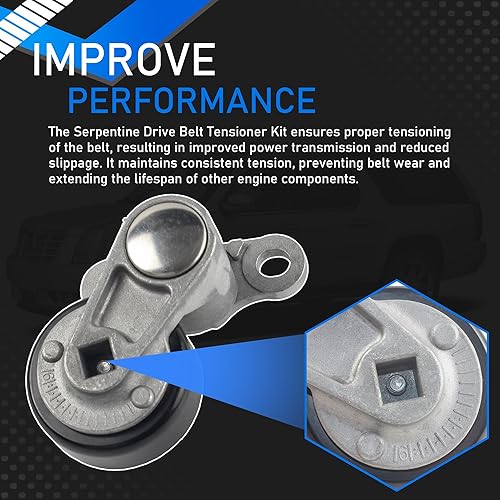 Miniatura 6 de Kit de tensor de correa de transmisión serpentina de aire acondicionado para automóvil 90K-38159 compatible con Cadillac Escalade 1999-2008