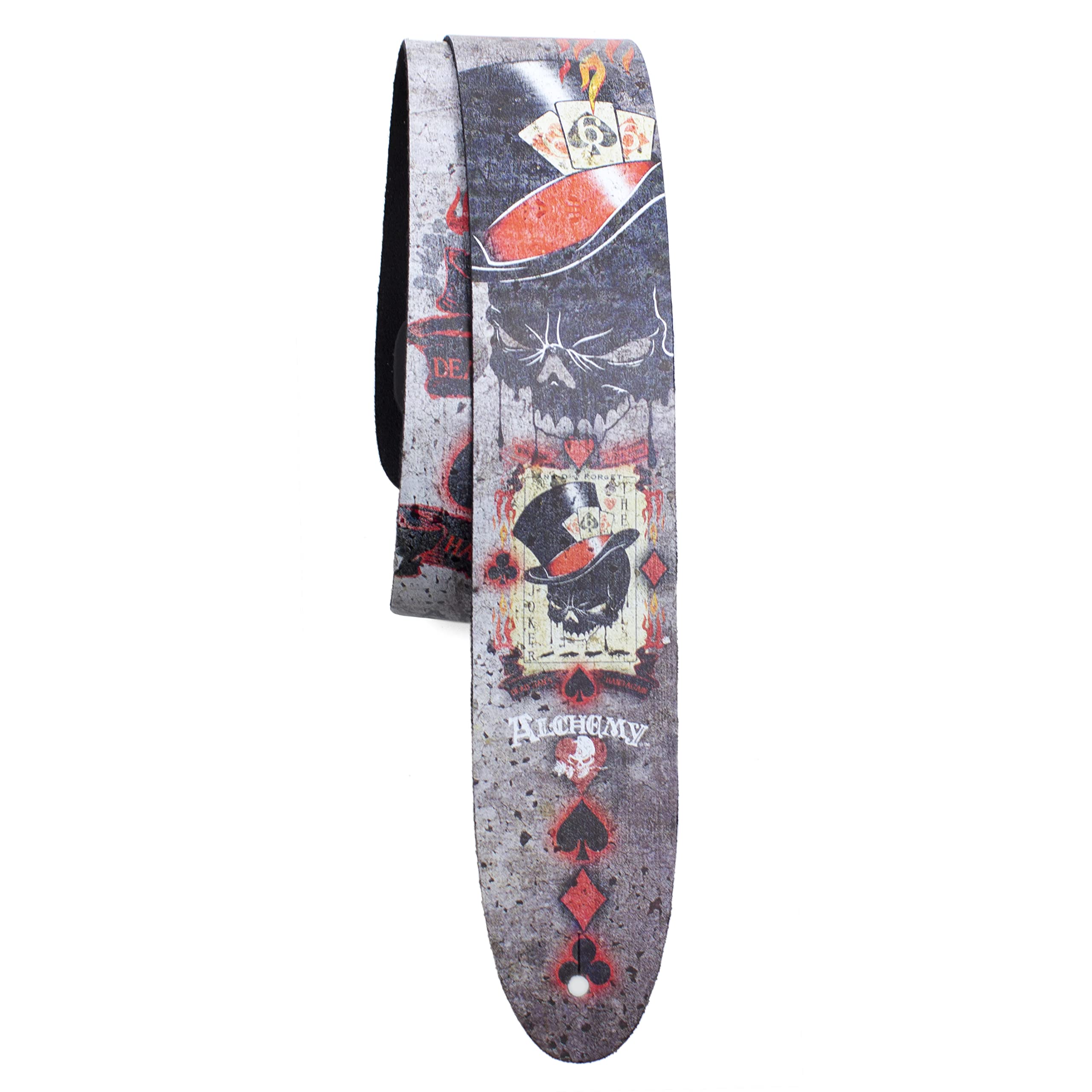 Perri's Leathers, Official Alchemy Dead Draw Licenced Leather Guitar Strap, Direct to Leather Series, Anti-Slip, Adjustable from 42.5